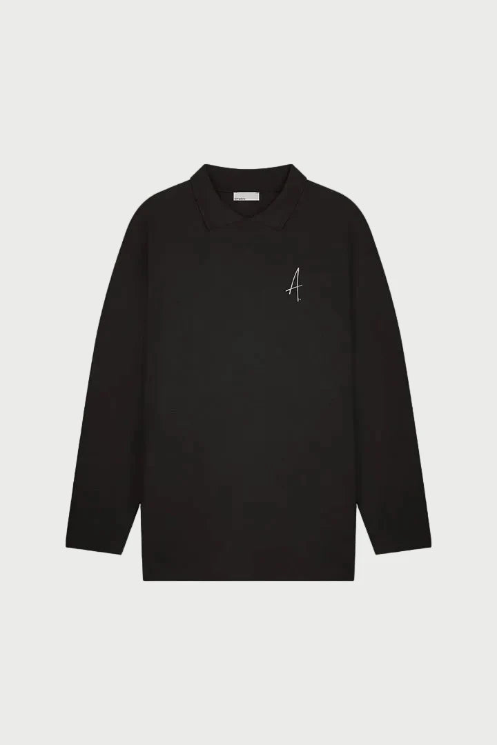 AMPÉRE | Gijs Jacquard L/S Polo | Pirate Black
