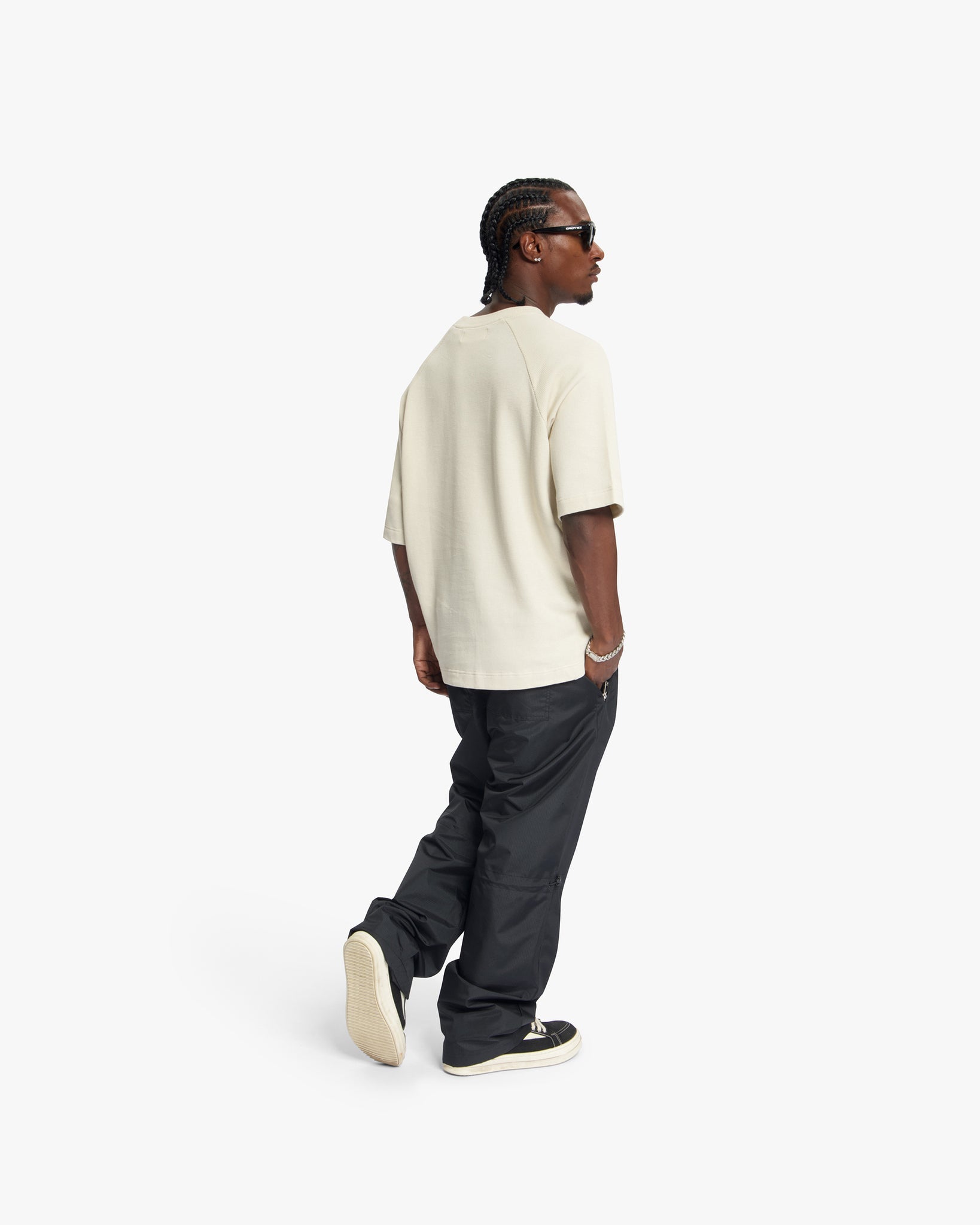Croyez Waffle Raglan T-Shirt | Forest Green | Light Beige