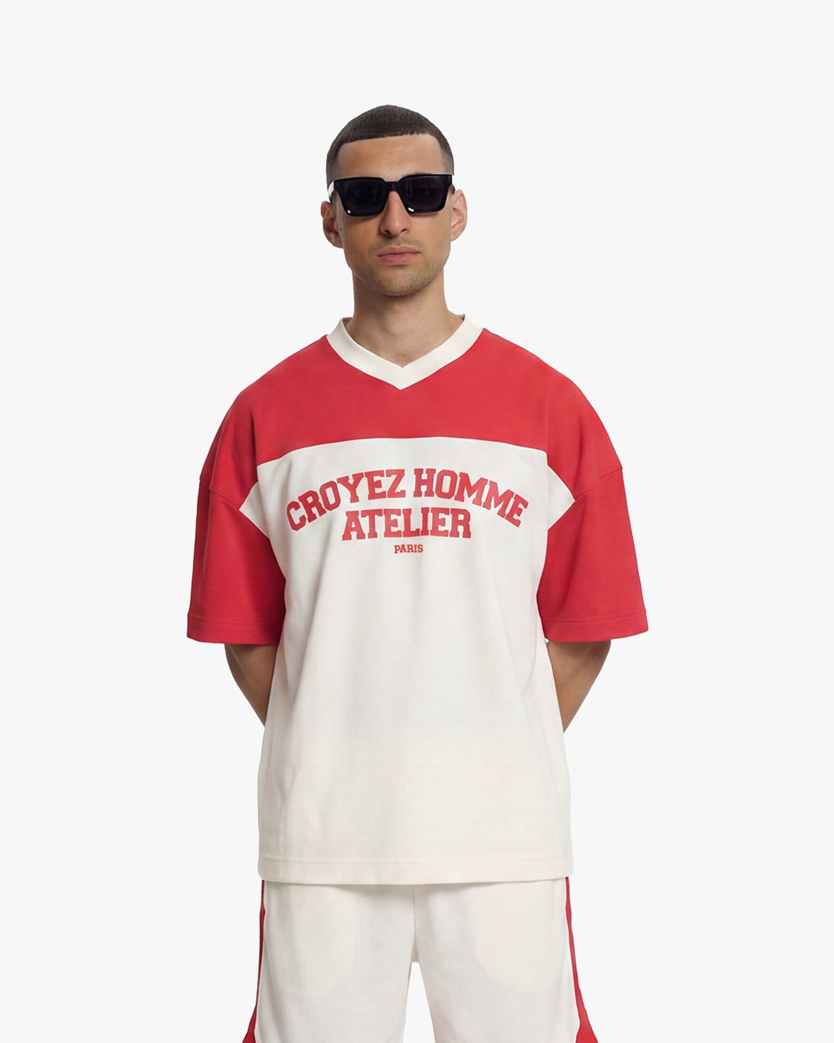Croyez Jersey Sport T-Shirt | Off-White/Red