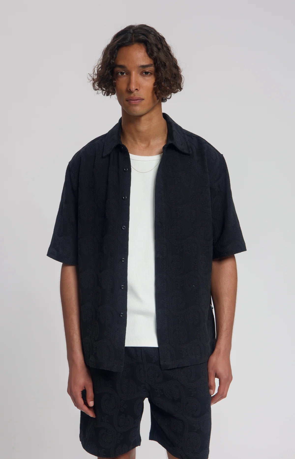 LAW OF THE SEA SOLVIND JACQUARD SHIRT Black