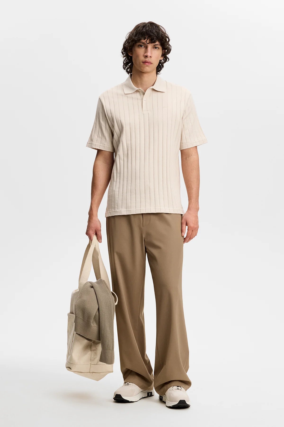 J.LINDEBERG Simon Stripe Polo Moonbeam