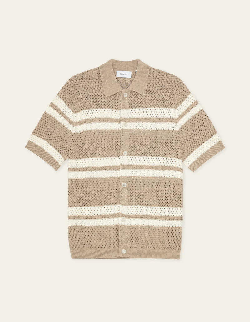 LES DEUX Gianni Knitted SS Shirt Dark Sand