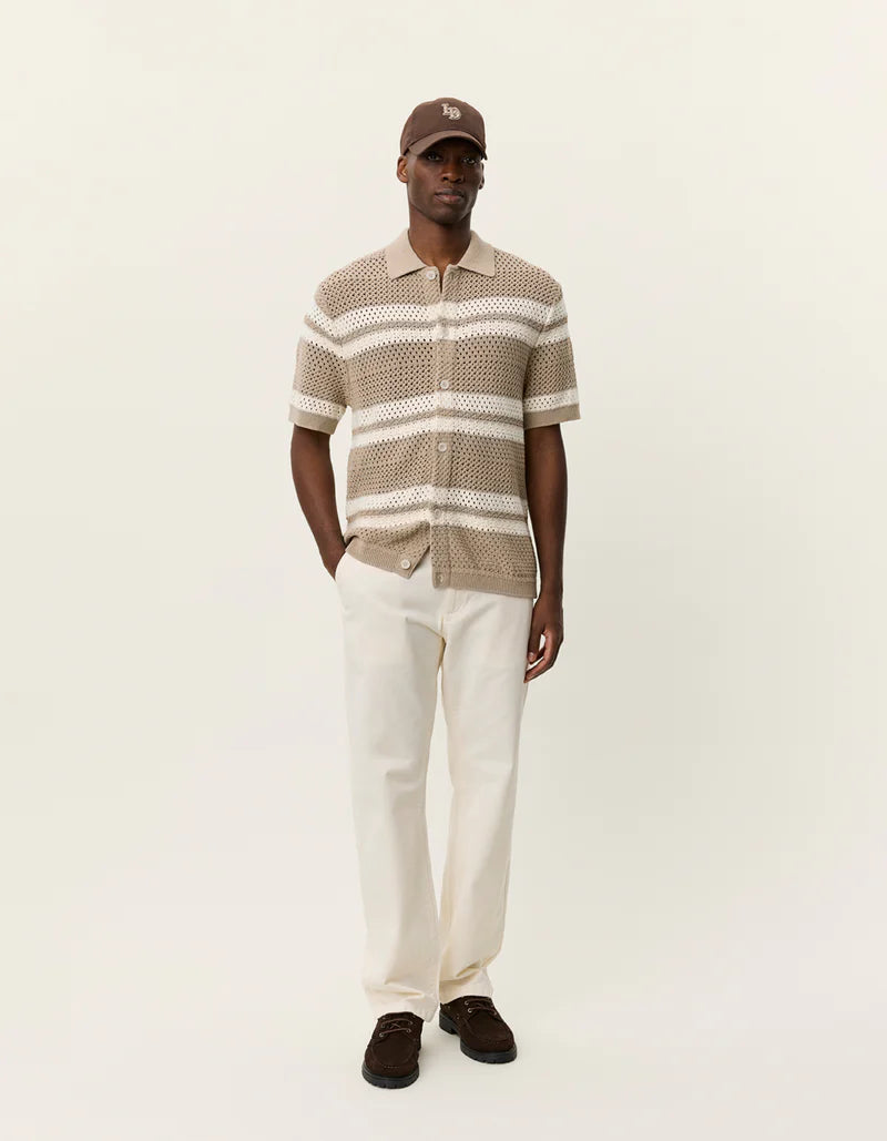 LES DEUX Gianni Knitted SS Shirt Dark Sand