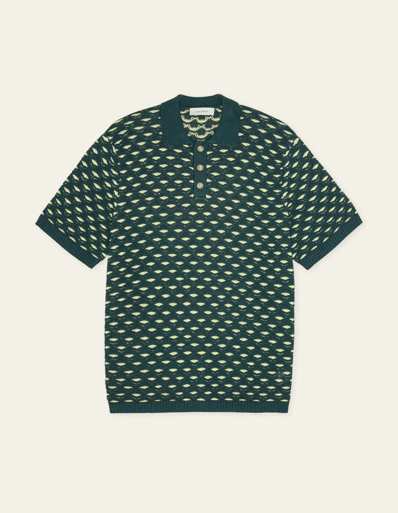 LES DEUX Esmay Shell Knitted Polo Green