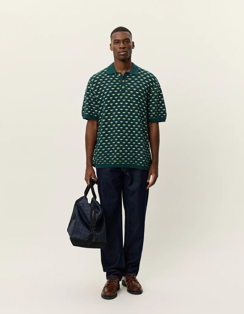 LES DEUX Esmay Shell Knitted Polo Green