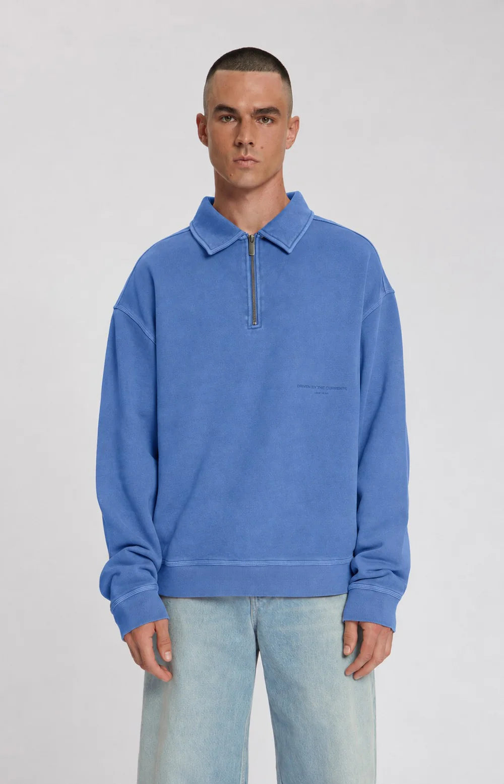 RUSK GARMENT DYED SWEAT POLO Dutch Blue