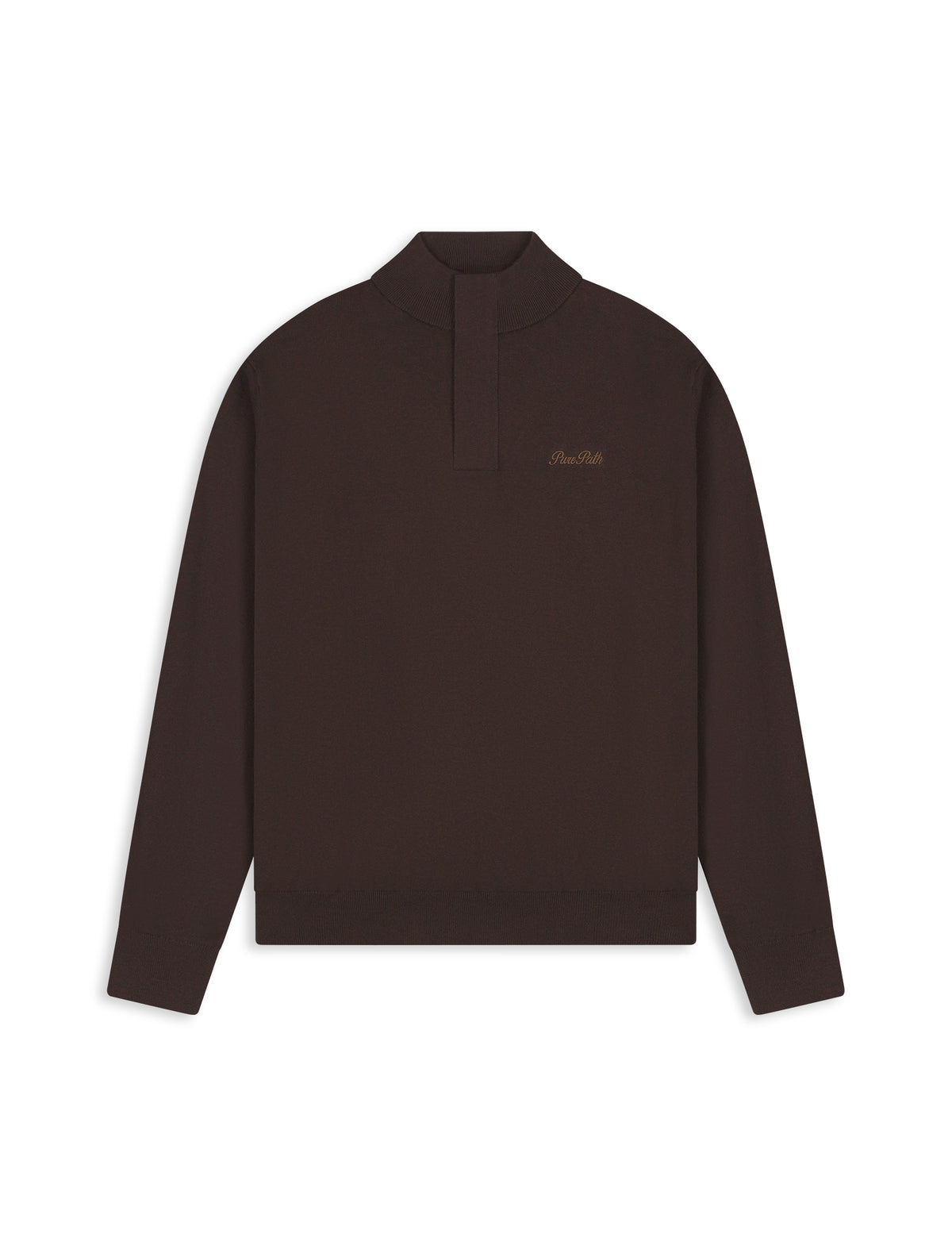 PURE PATH FLAT KNIT HIDDEN HALF-ZIP | DARK BROWN