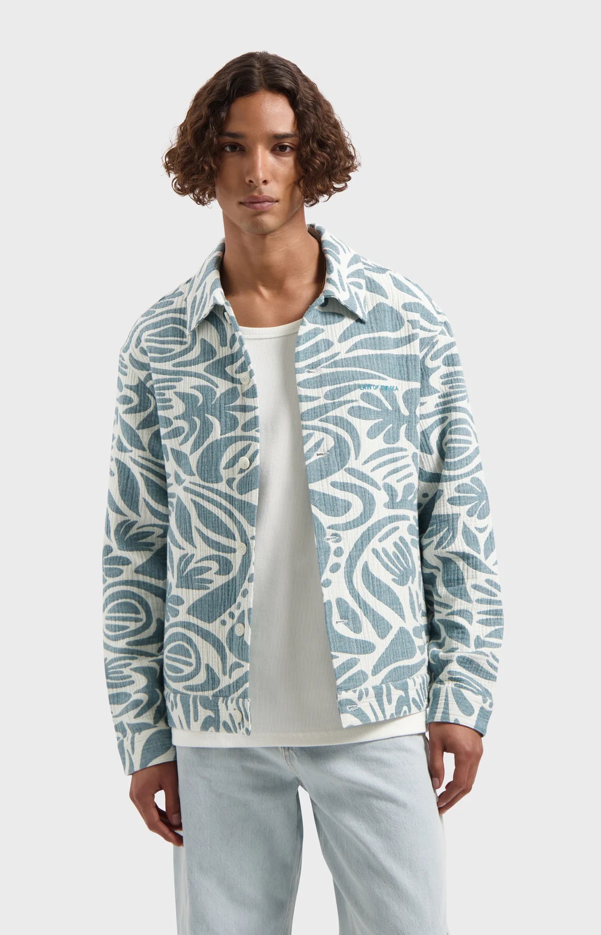 LAW OF THE SEA SAPPHIRE JACQUARD TRUCKER JACKET Green