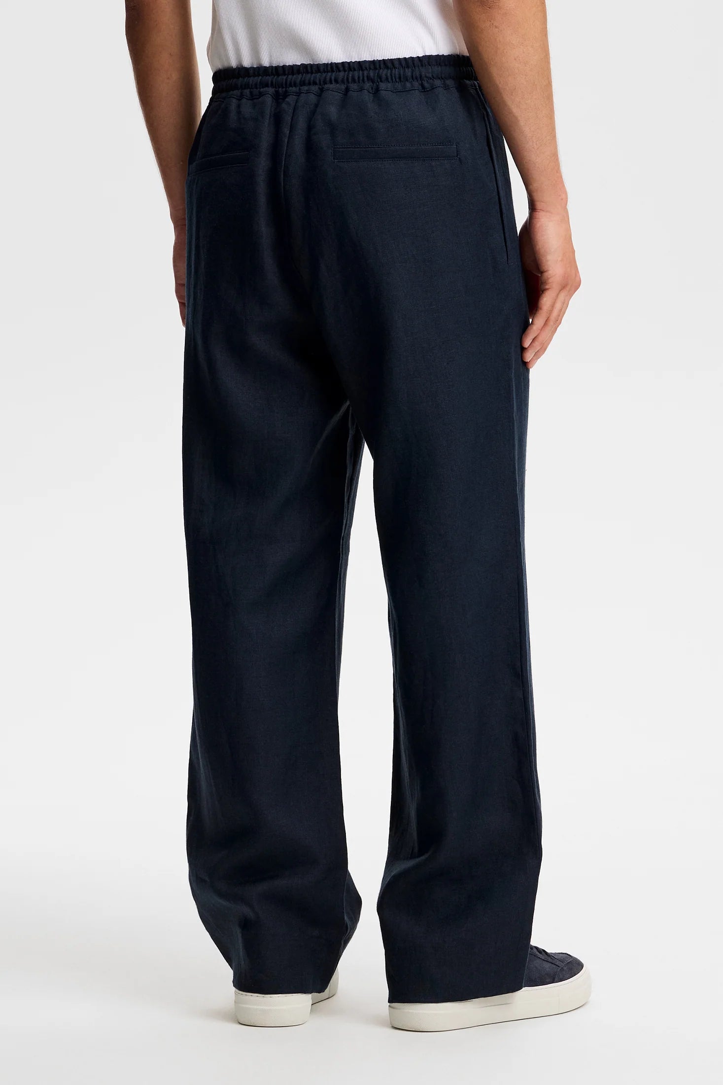 J.LINDEBERG Noah Drape Linen Pants Navy
