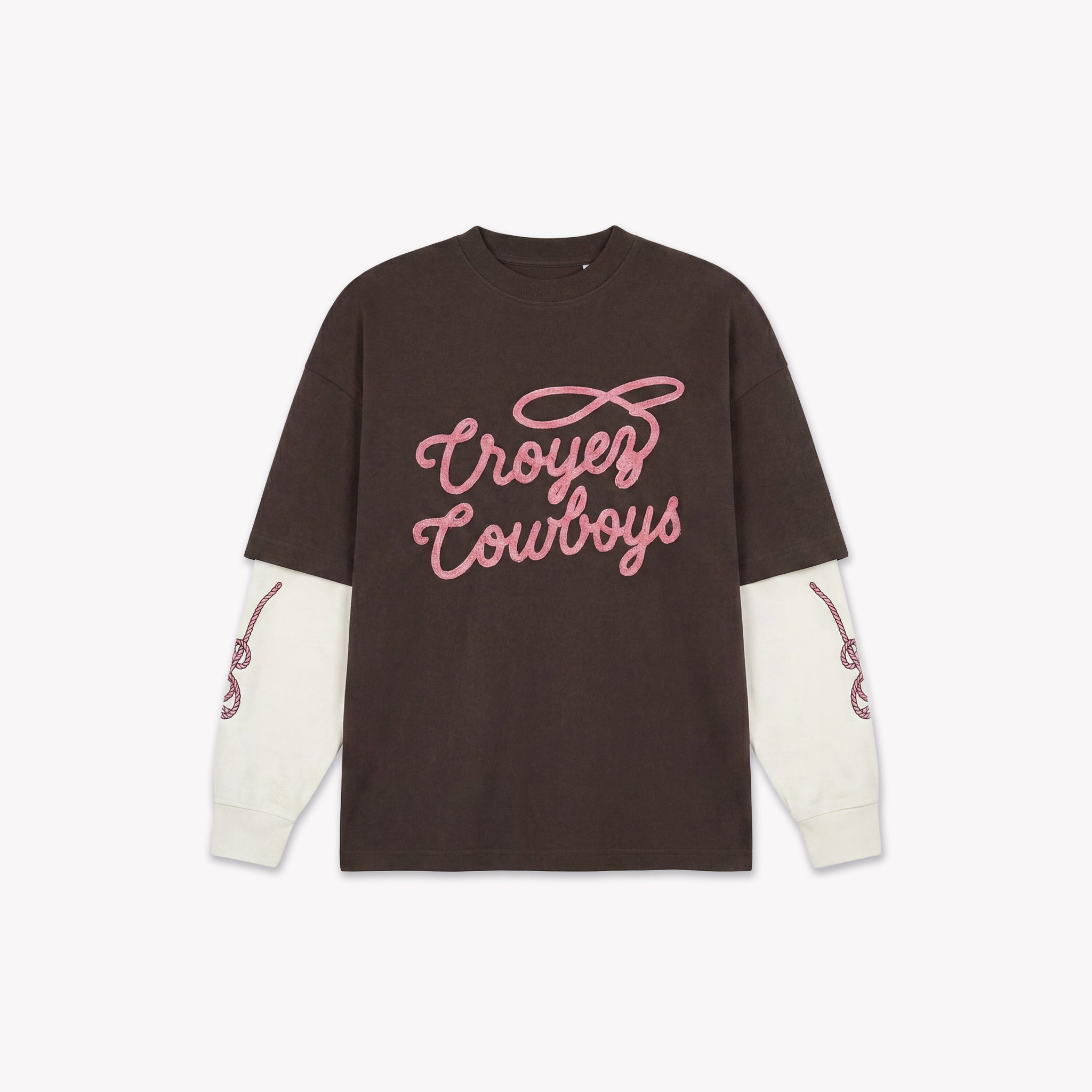 Croyez Cowboys Double Sleeve T-Shirt | Washed Brown