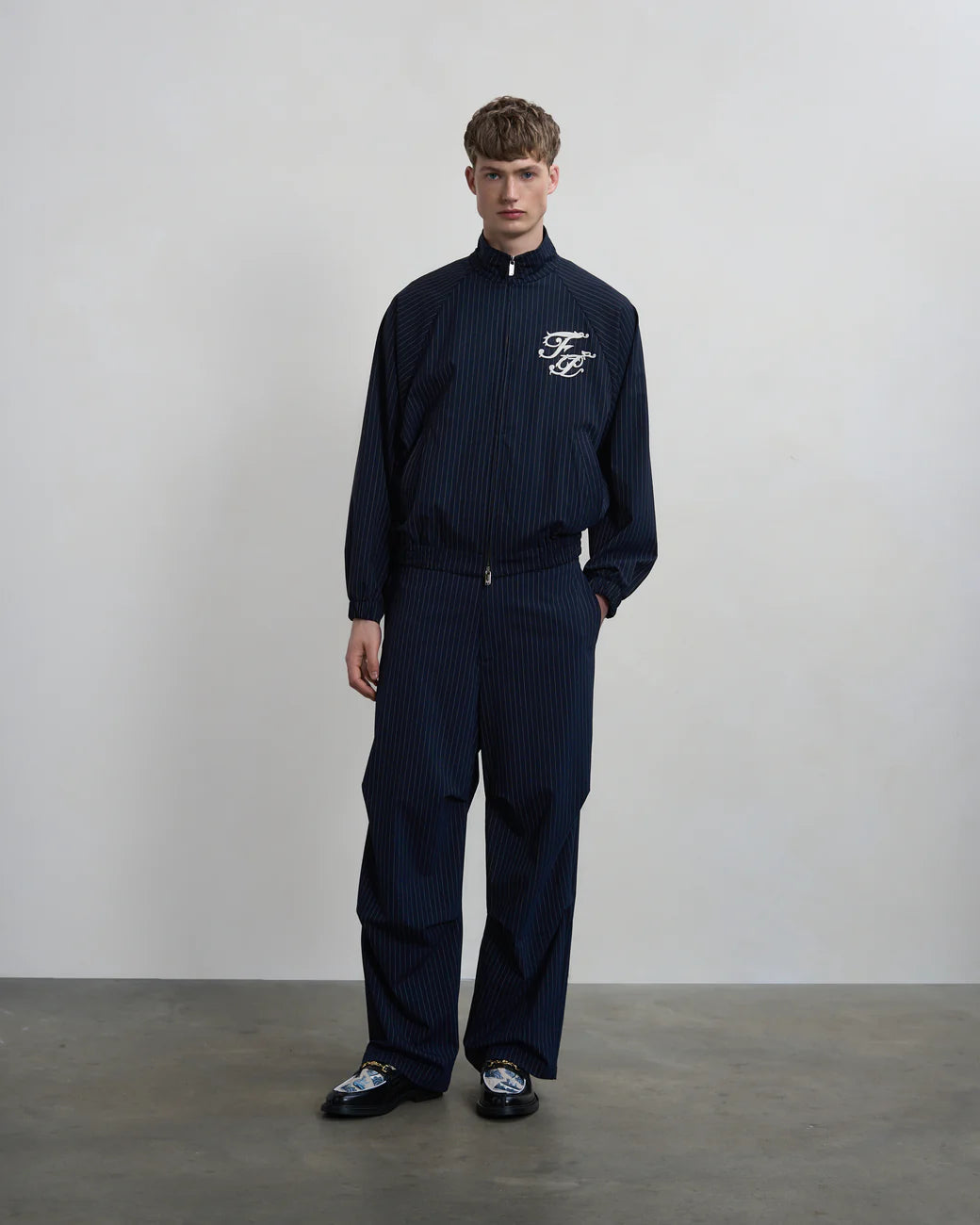 FILLING PIECES Drapy Pants Pinstripe Blue