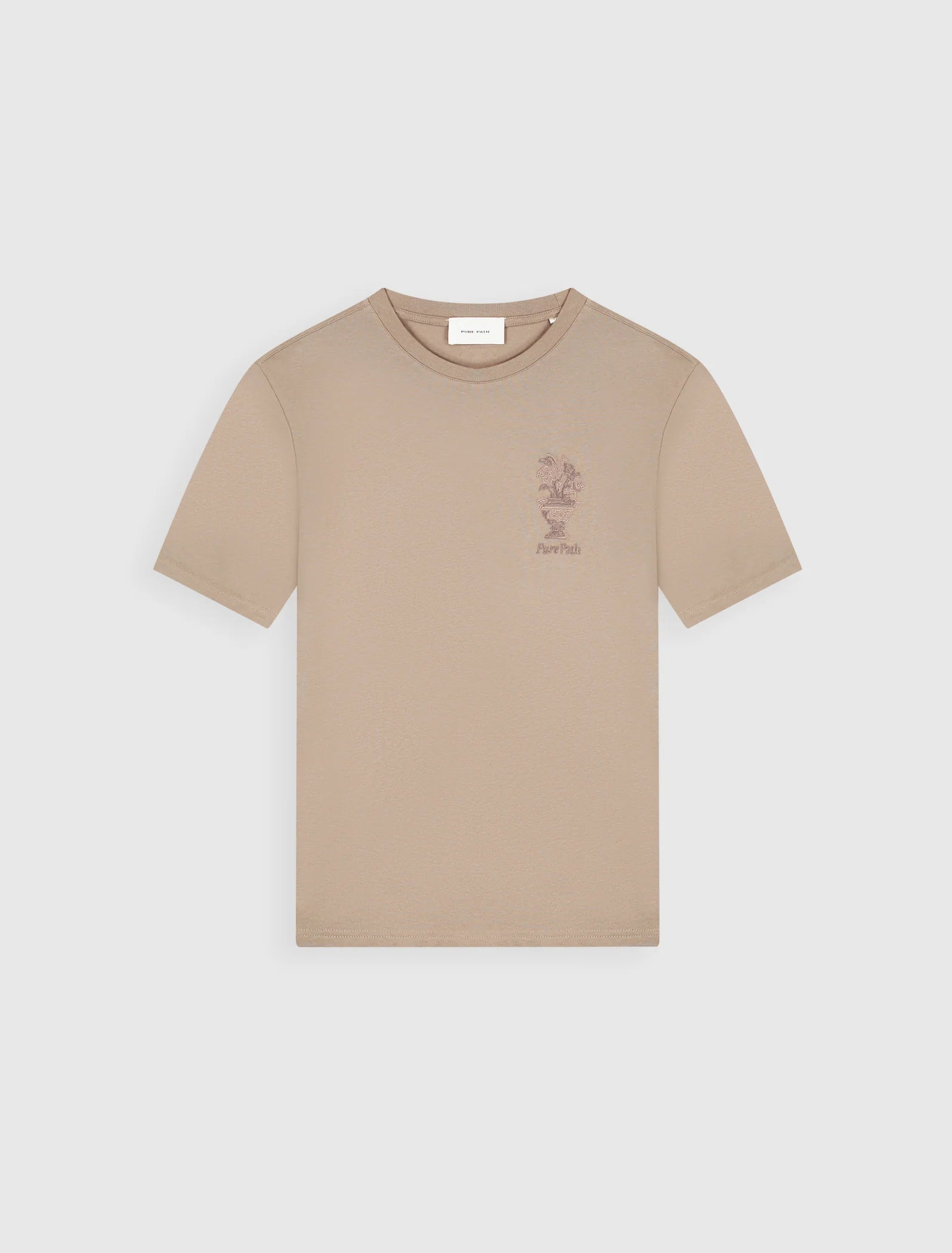 PURE PATH EMBROIDERED VASE T-SHIRT Taupe