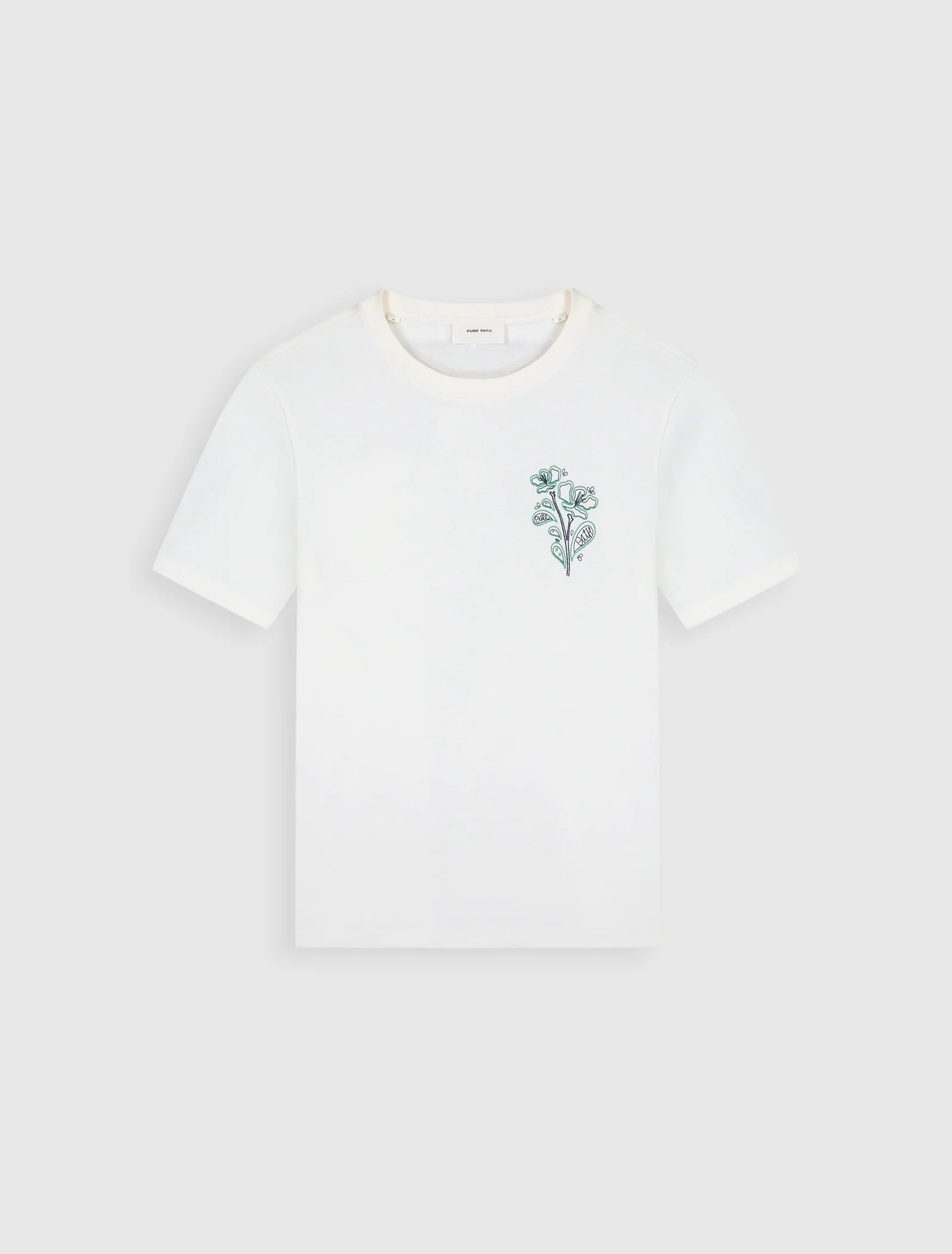 PURE PATH EMBROIDERED FLOWER T-SHIRT Off White
