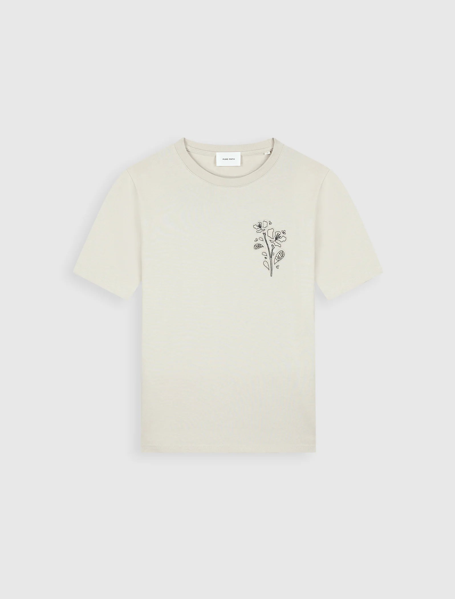 PURE PATH EMBROIDERED FLOWER T-SHIRT Sand