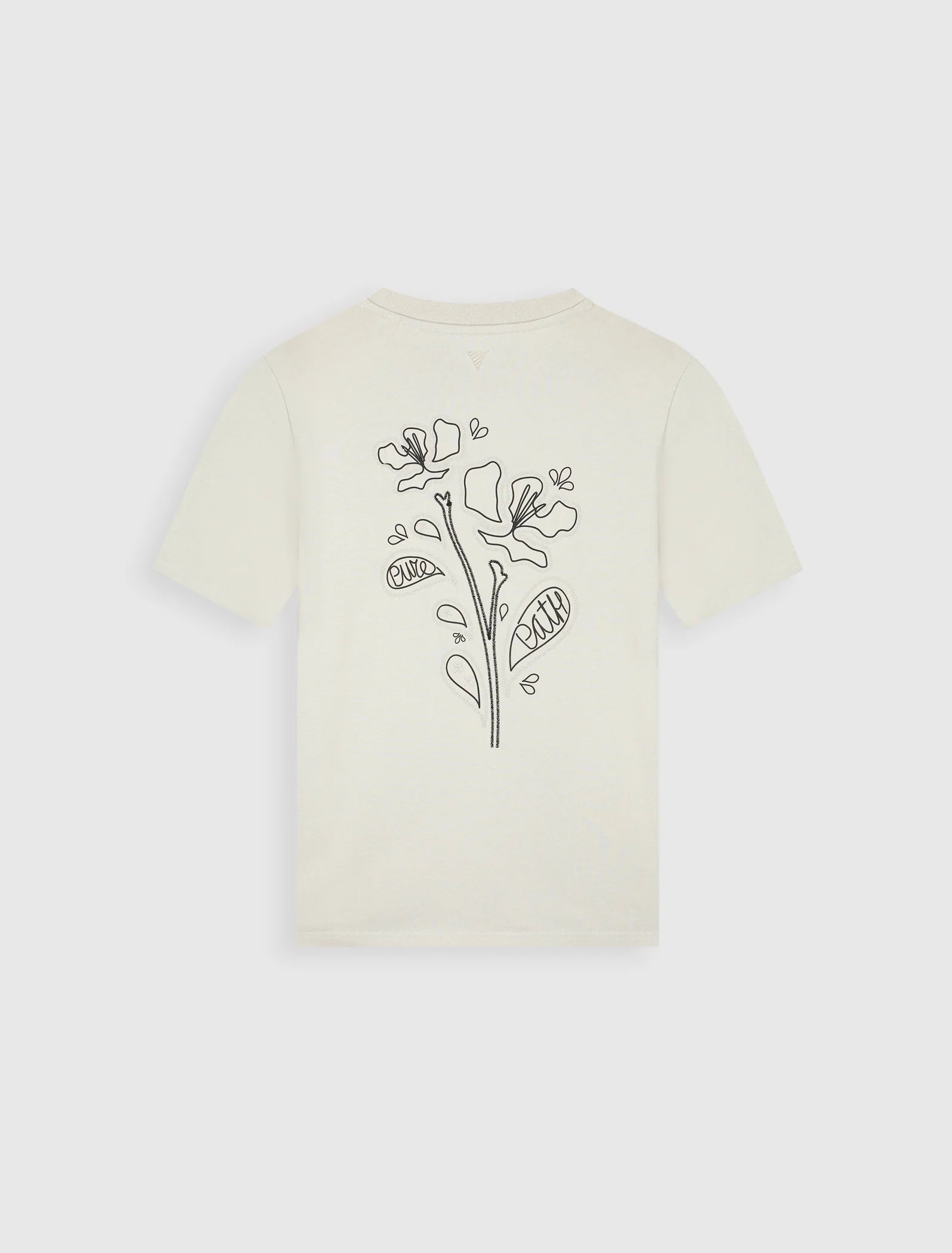 PURE PATH EMBROIDERED FLOWER T-SHIRT Sand