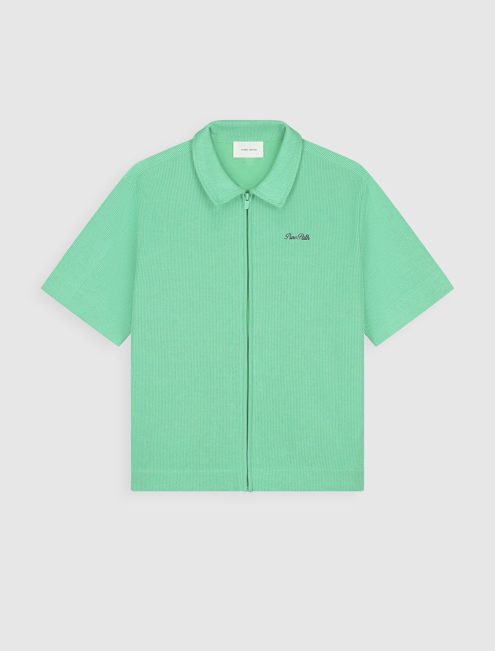 PURE PATH ITALIAN DREAM FULL-ZIP SHORTSLEEVE SHIRT Emerald