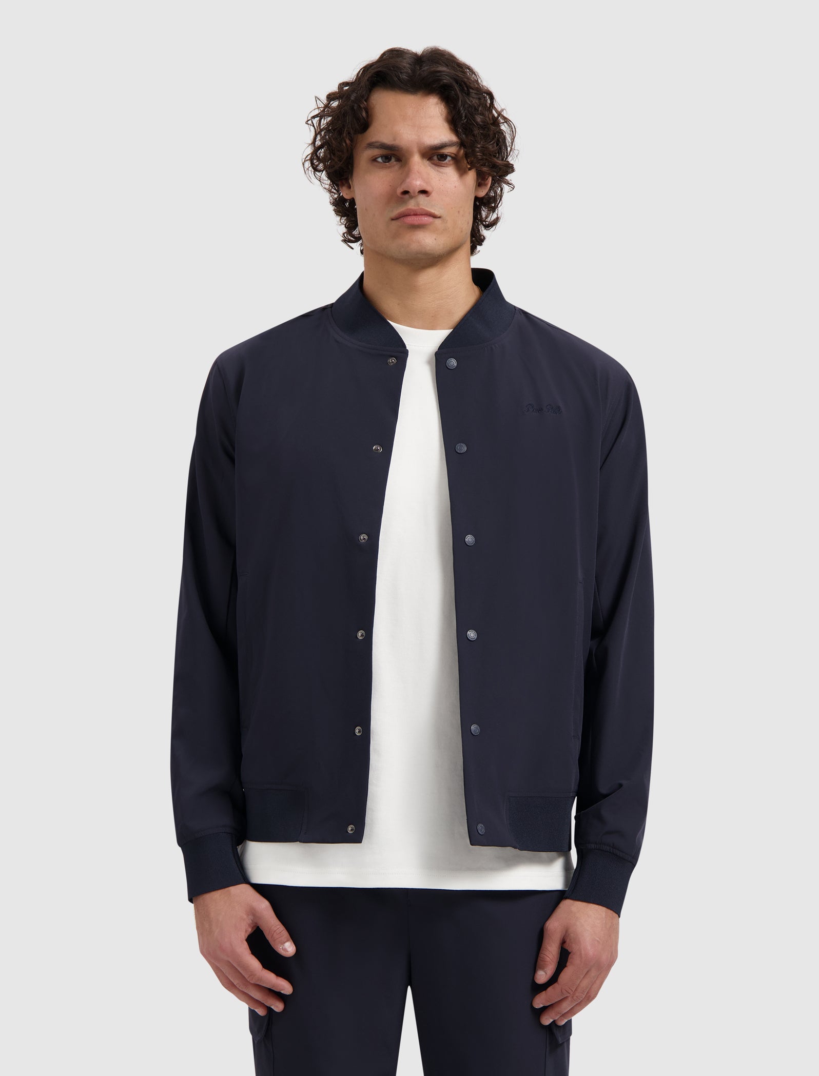 PURE PATH TRAVEL STRETCH BOMBER JACKET Dark Navy