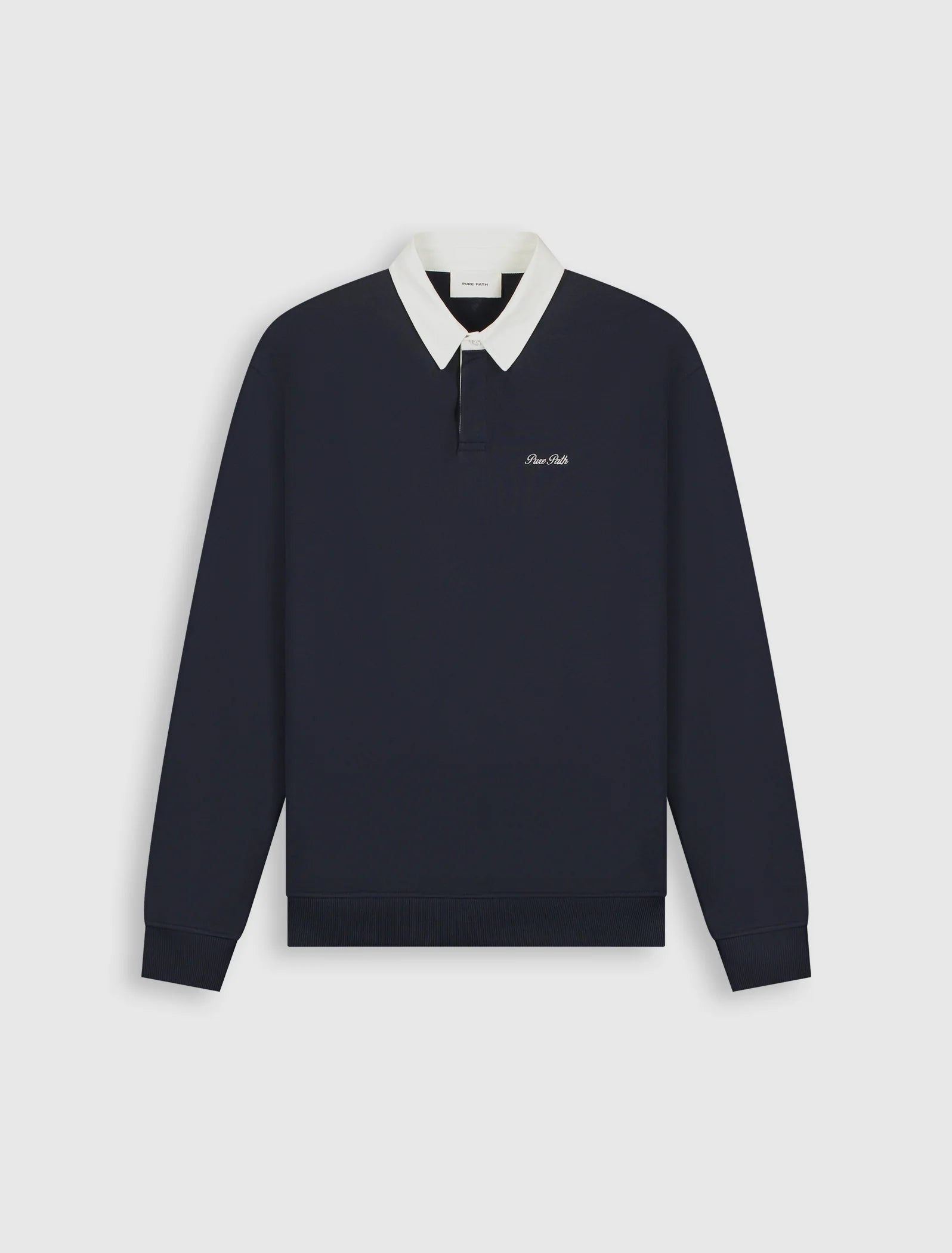 PURE PATH TWO-TONE POLO SWEATER Dark Navy