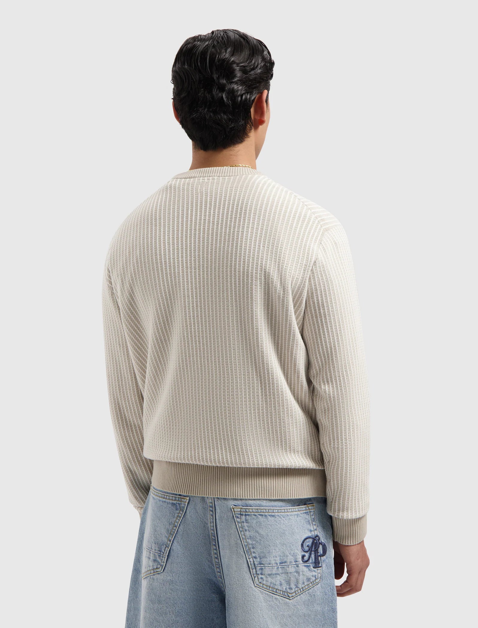 PURE PATH LADDER STITCH KNIT SWEATER Sand