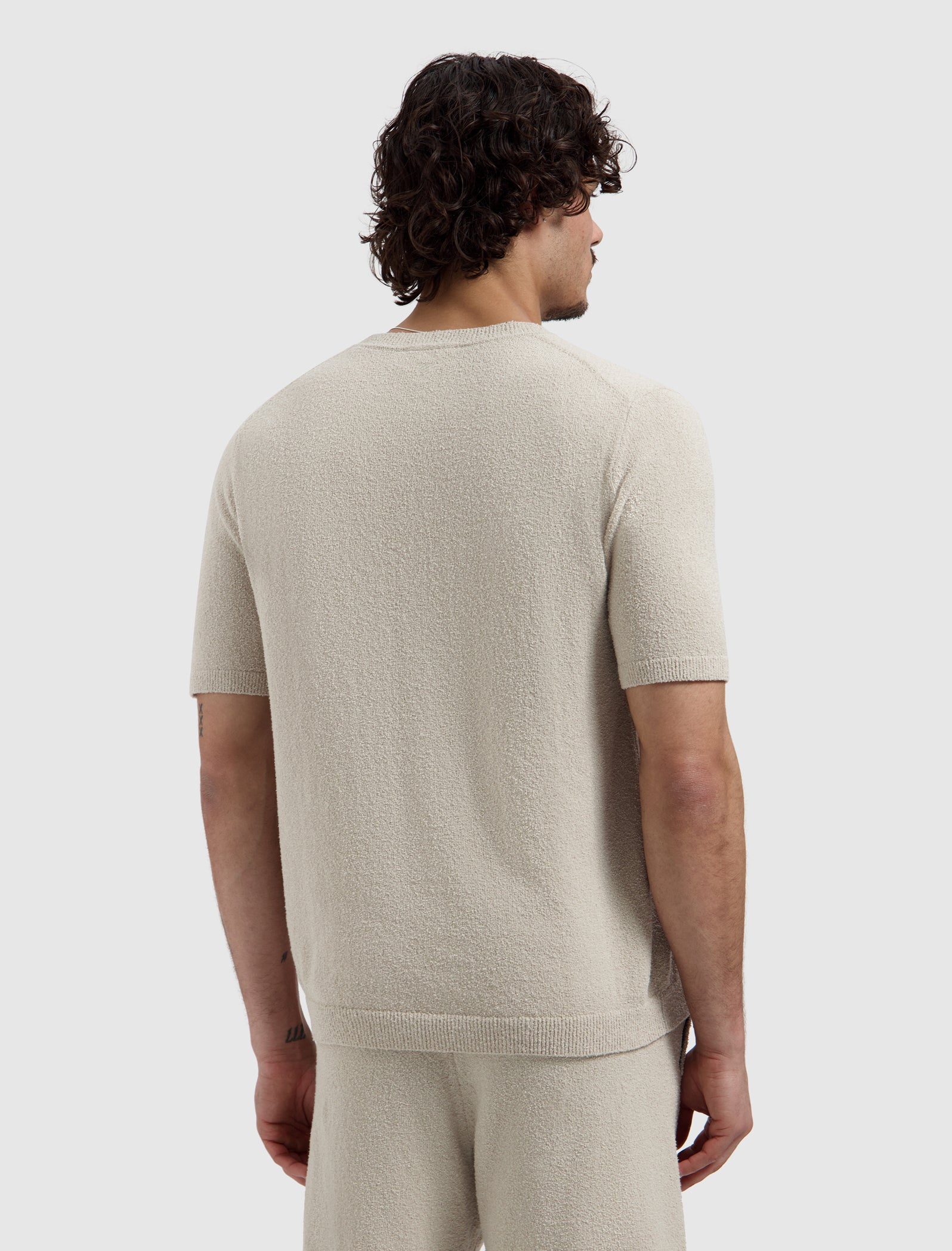 PURE PATH Bouclé Knit T-shirt Sand