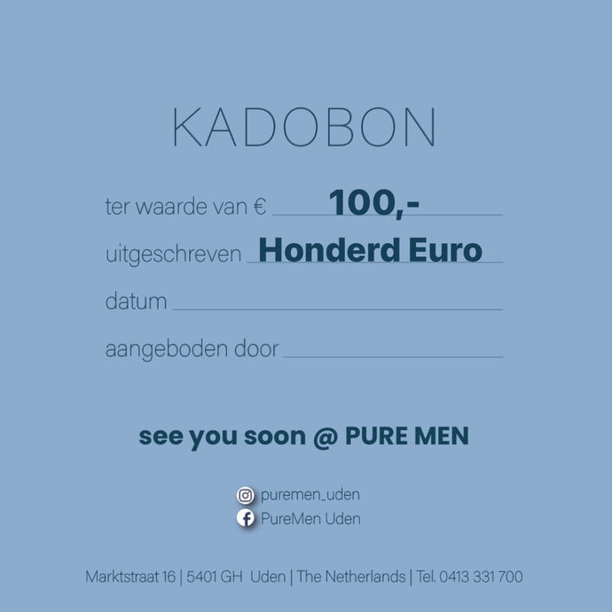 KADOBON TER WAARDE VAN 100 EURO.