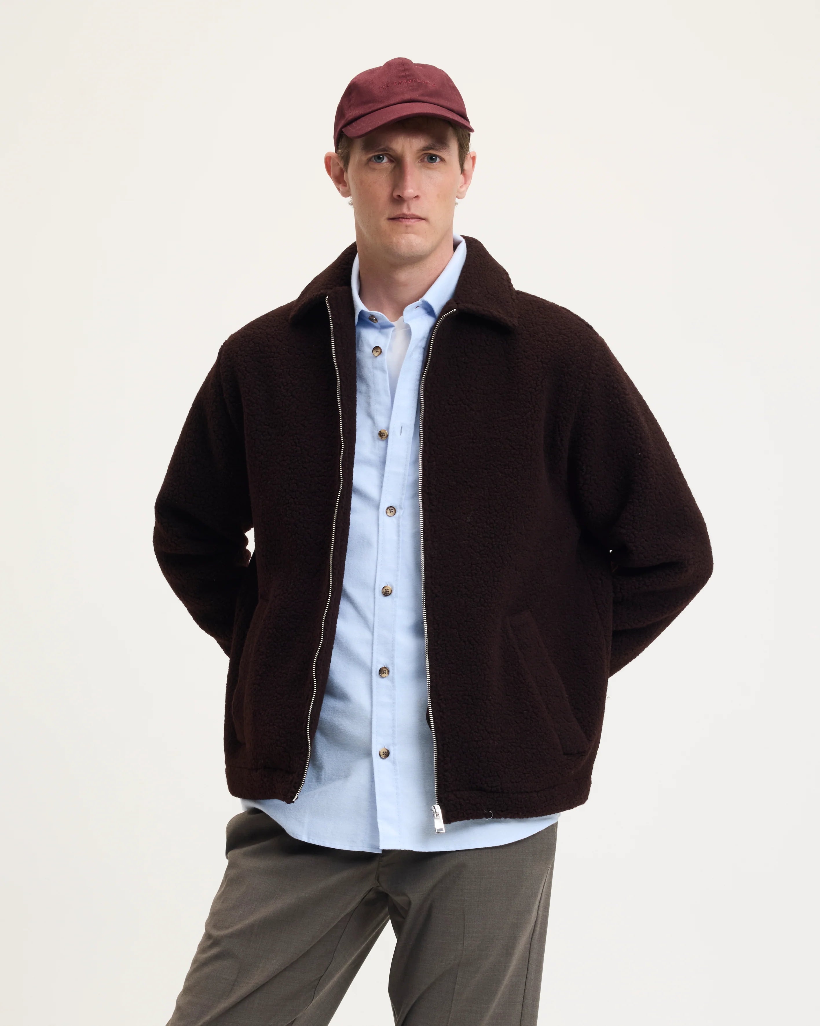GOOD PEOPLE Jteddy Bomber Jacket Brown