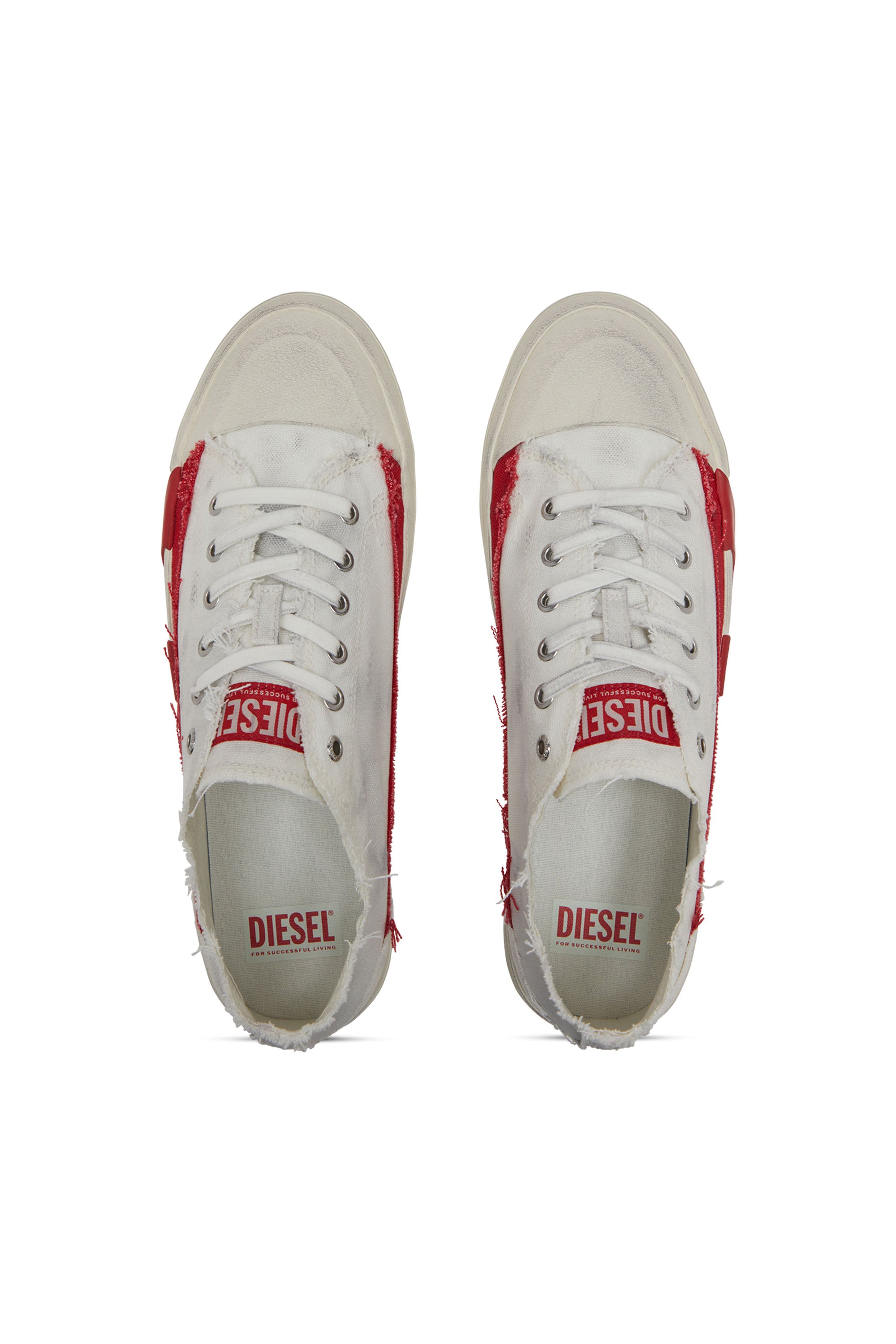 DIESEL S-D-Verse-Dirty-Effect Canvas Sneakers White