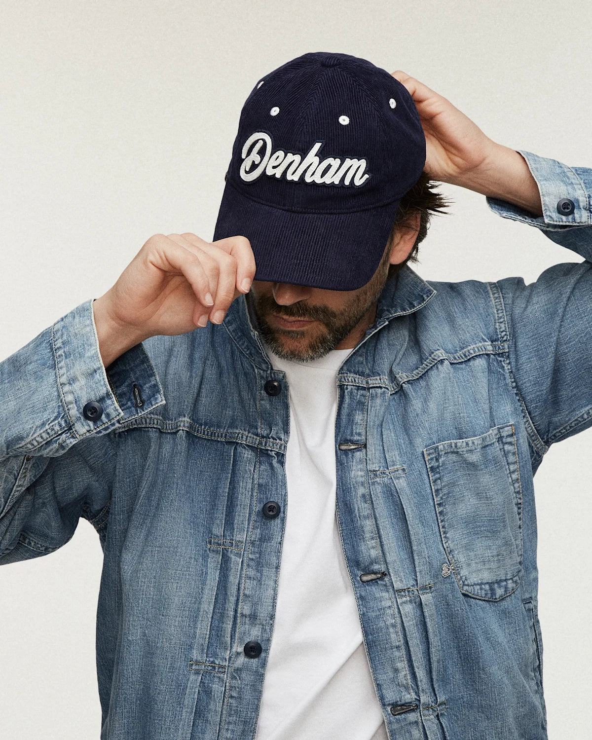 DENHAM VELVET BASEBALL CAP Navy
