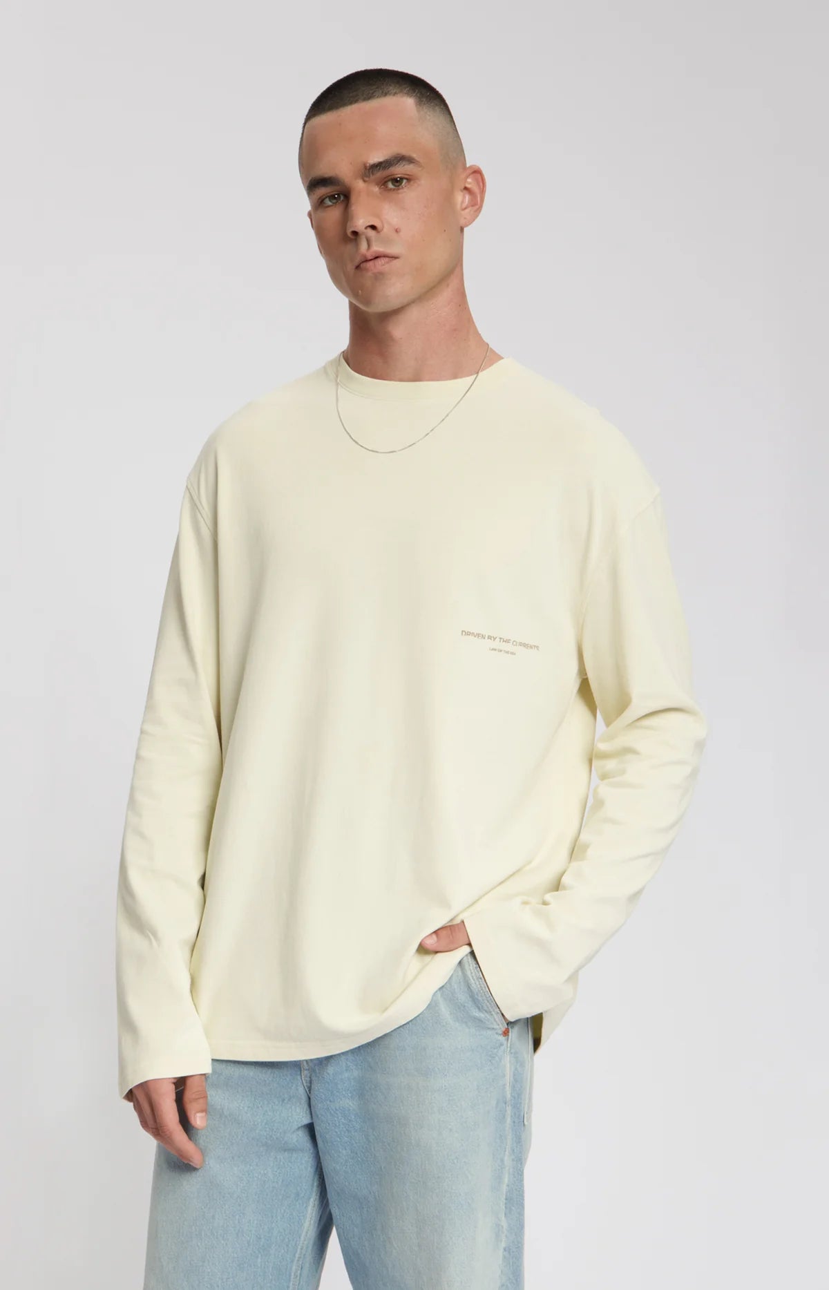 THAUMAS GARMENT DYED LONGSLEEVE T-SHIRT Almond Milk