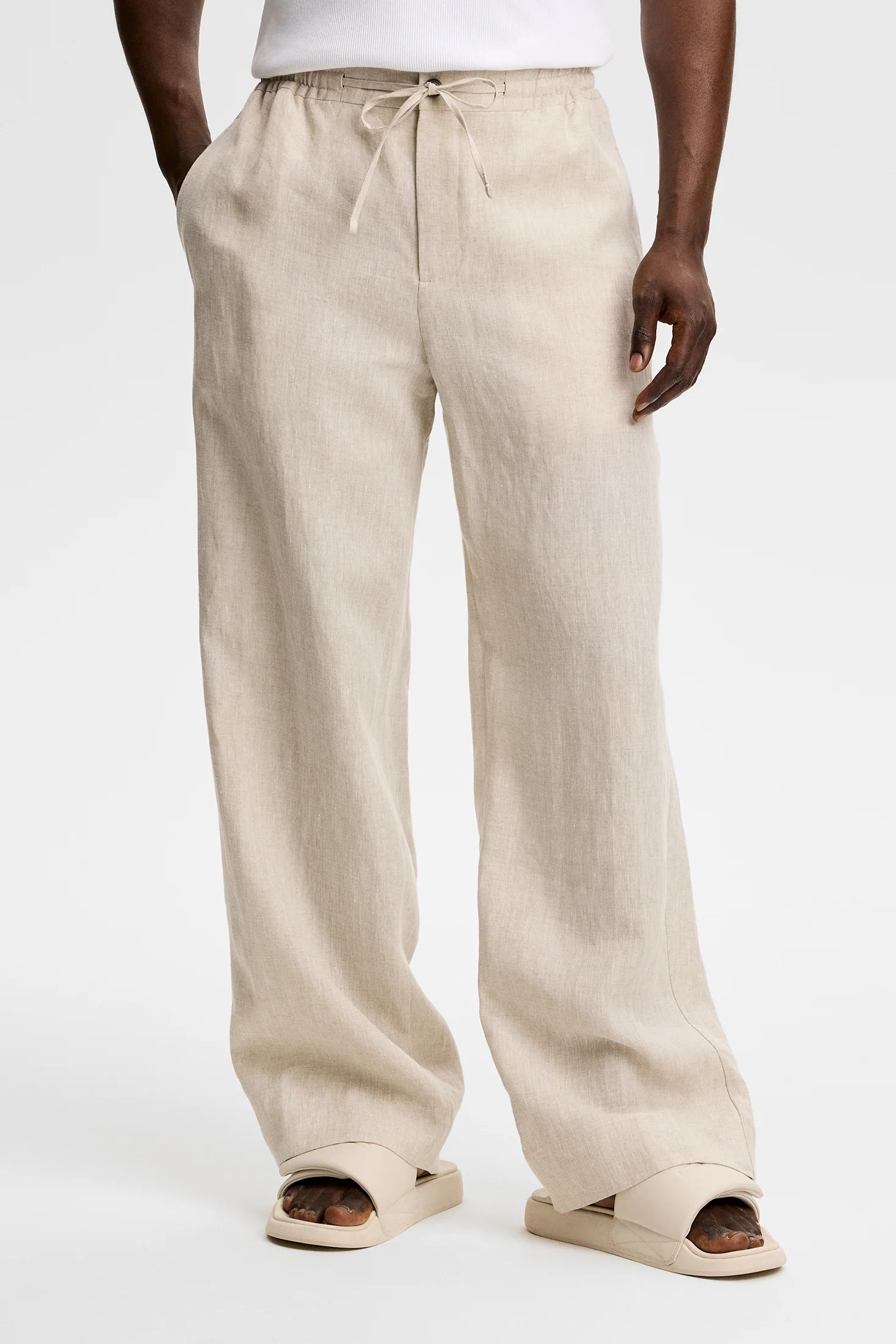 J.LINDEBERG Noah Drape Linen Pants Moonbeam