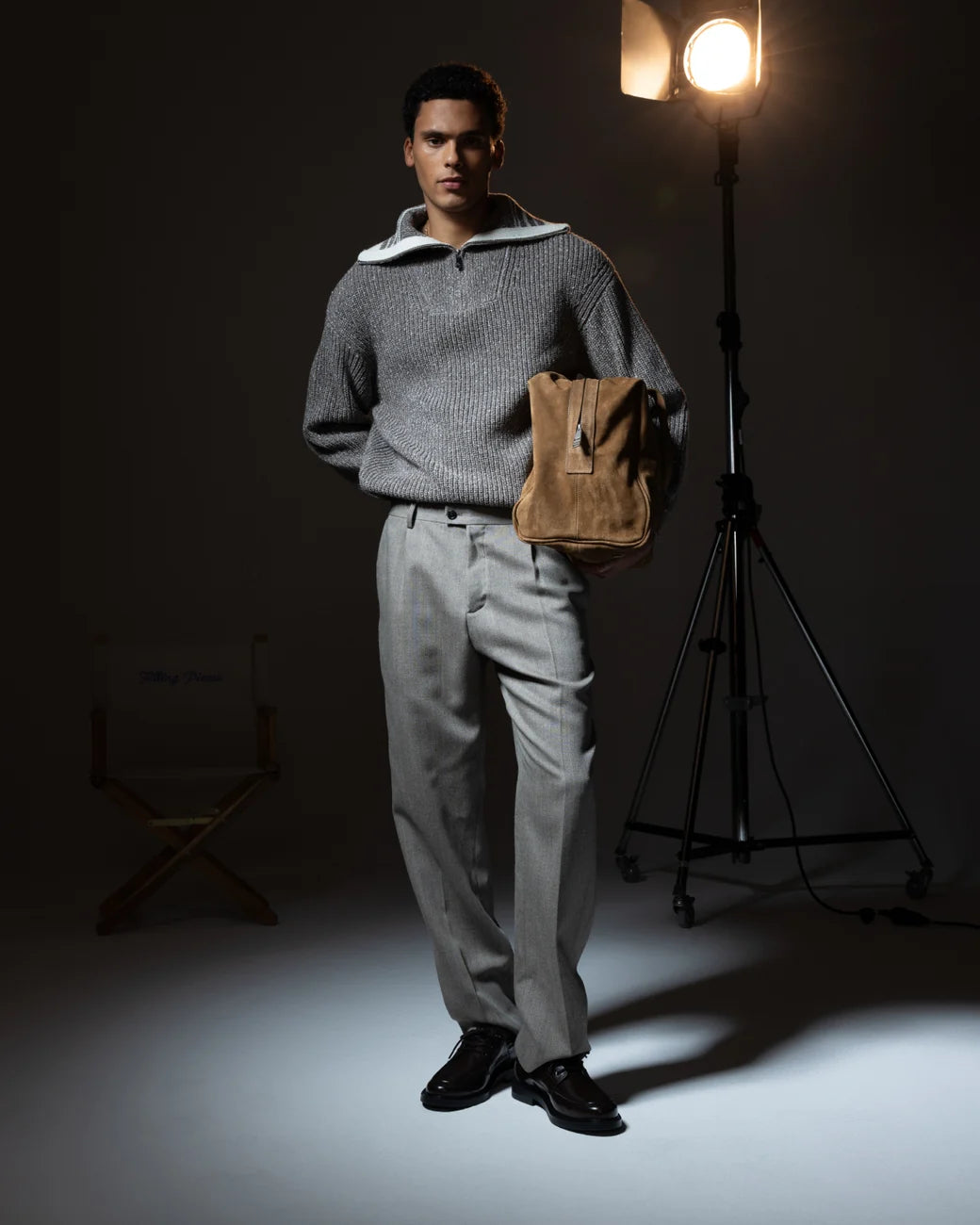 FILLING PIECES Zip Knit Chunky Fisherman Melange