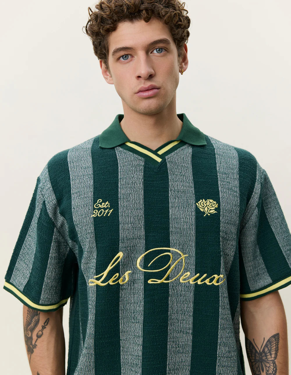 LES DEUX Stripe Jacquard Football Jersey