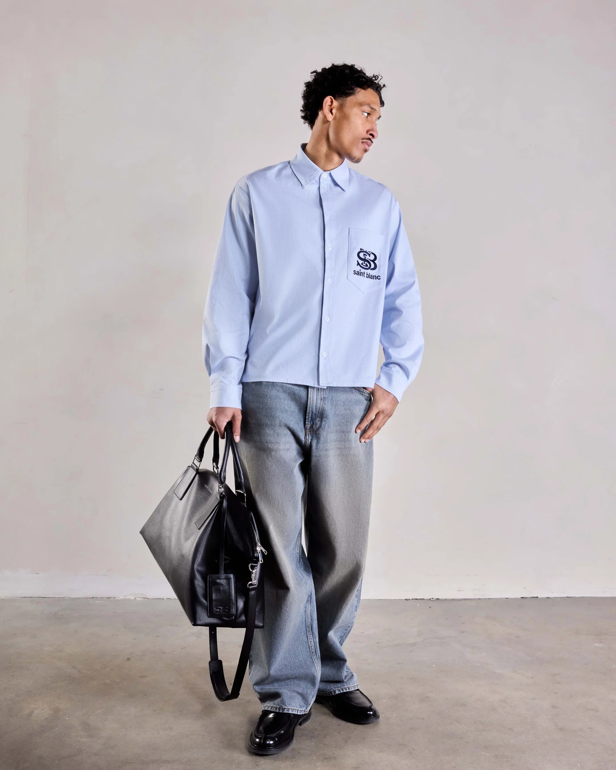 SAINT BLANC INITIALS BUTTON SHIRT Blue