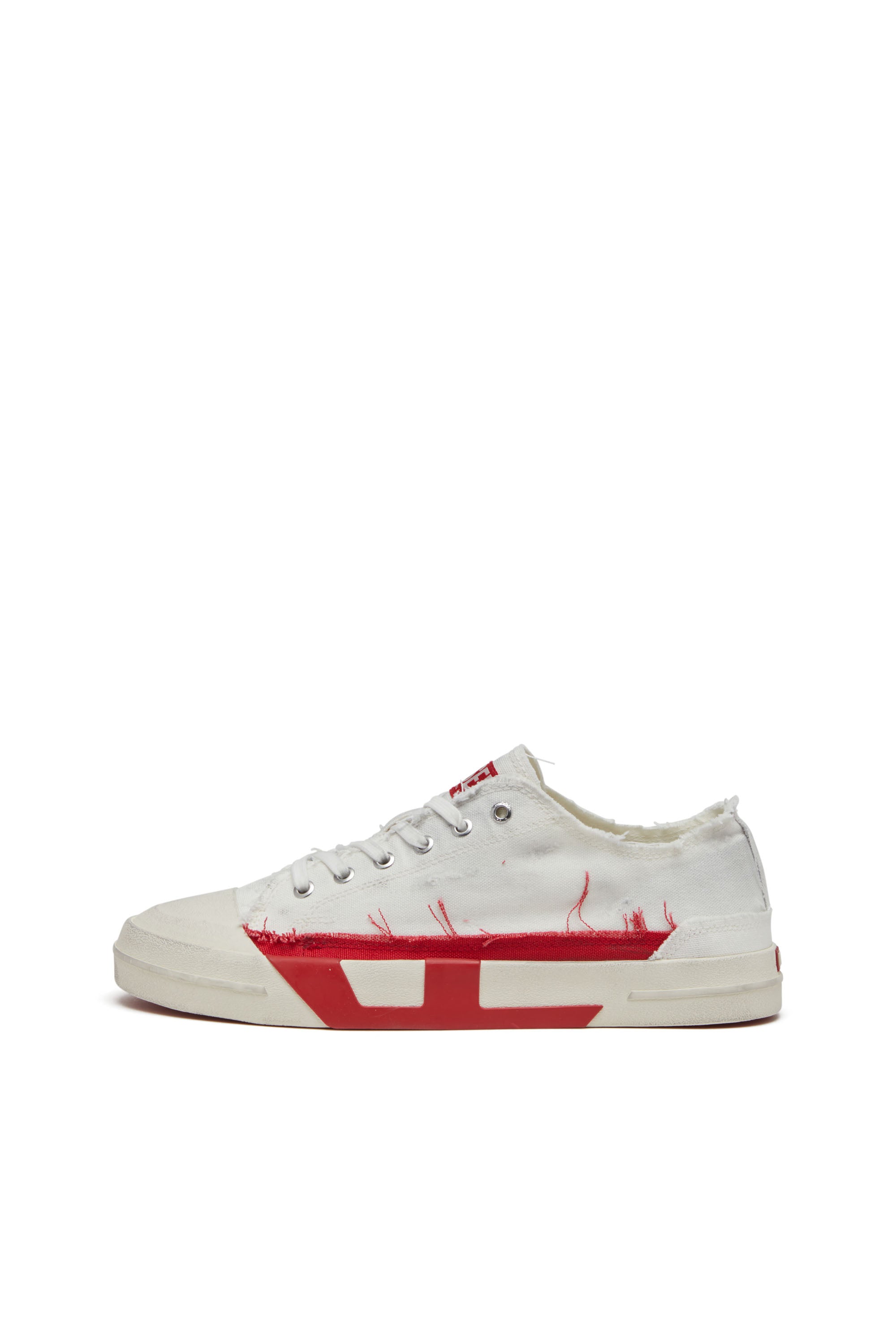 DIESEL S-D-Verse-Dirty-Effect Canvas Sneakers White