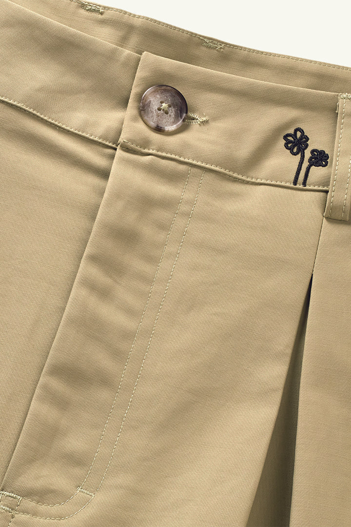 Ampère Maud Double Weave Balloon Short in Olive Grey