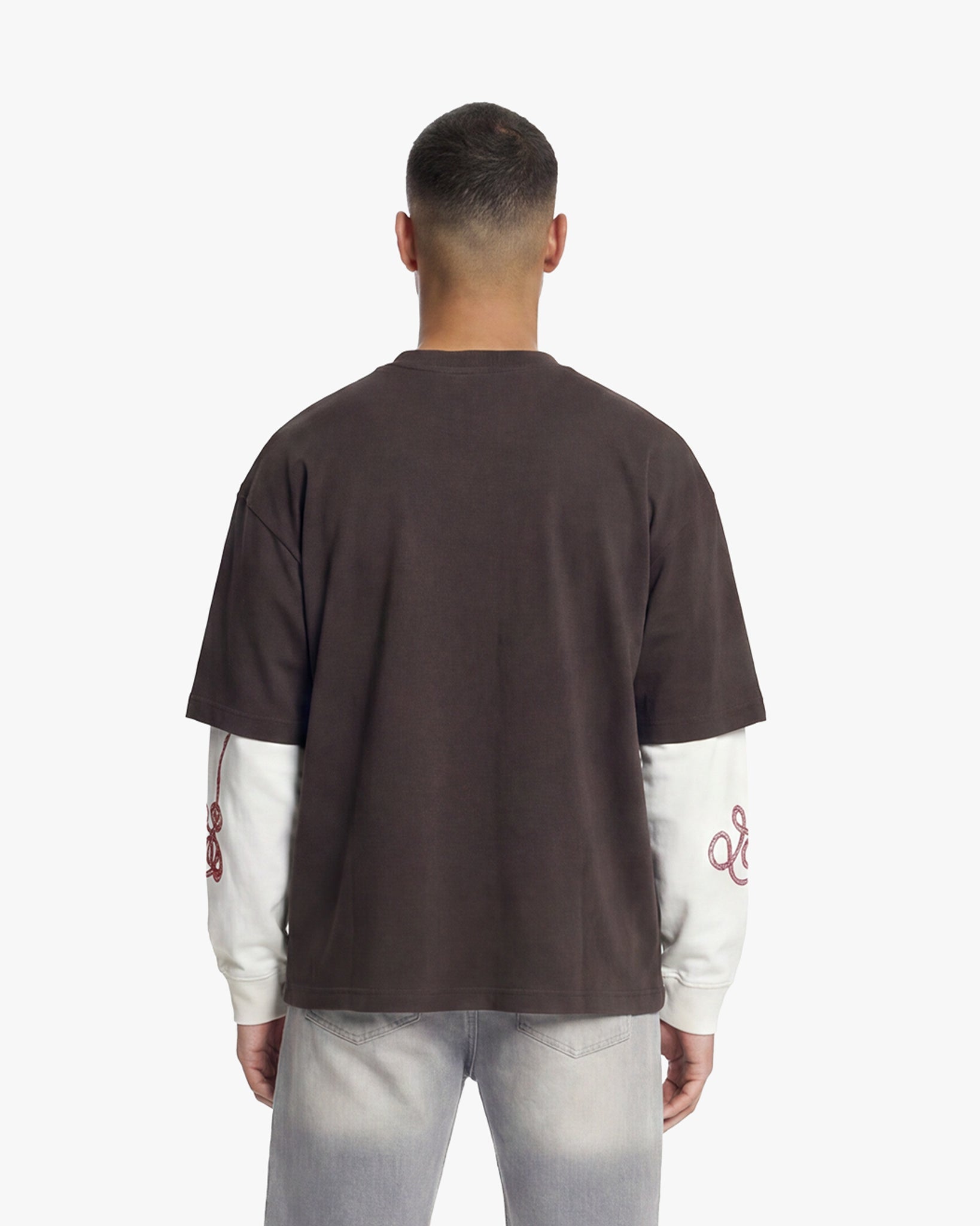 Croyez Cowboys Double Sleeve T-Shirt | Washed Brown