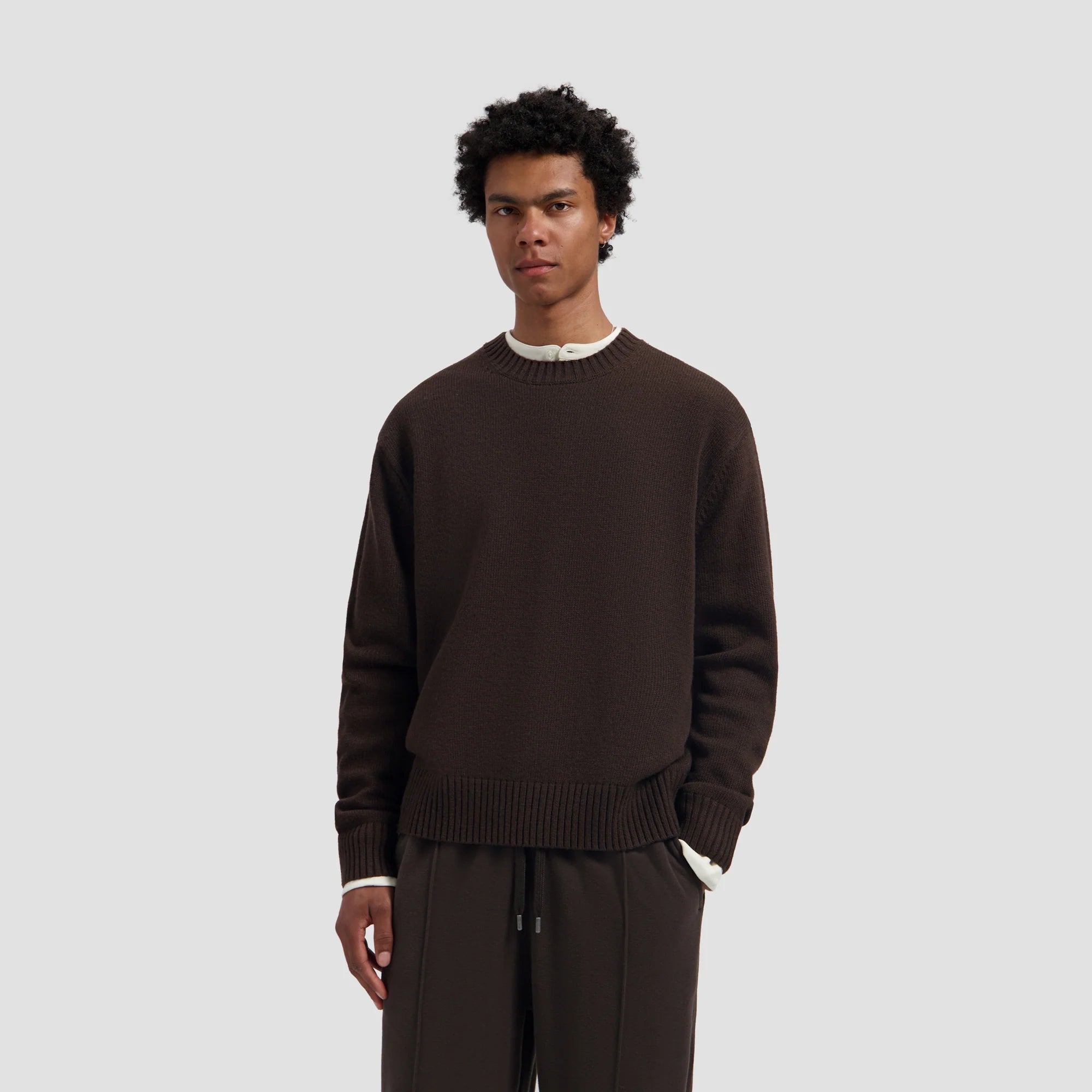 OLAF ESSENTIAL KNITTED CREWNECK Chocolate Plum