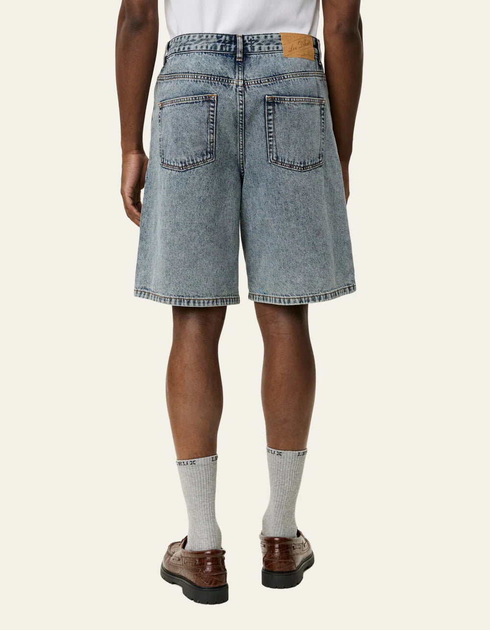 LES DEUX Ryder Light Pink Denim Shorts Ice Blue