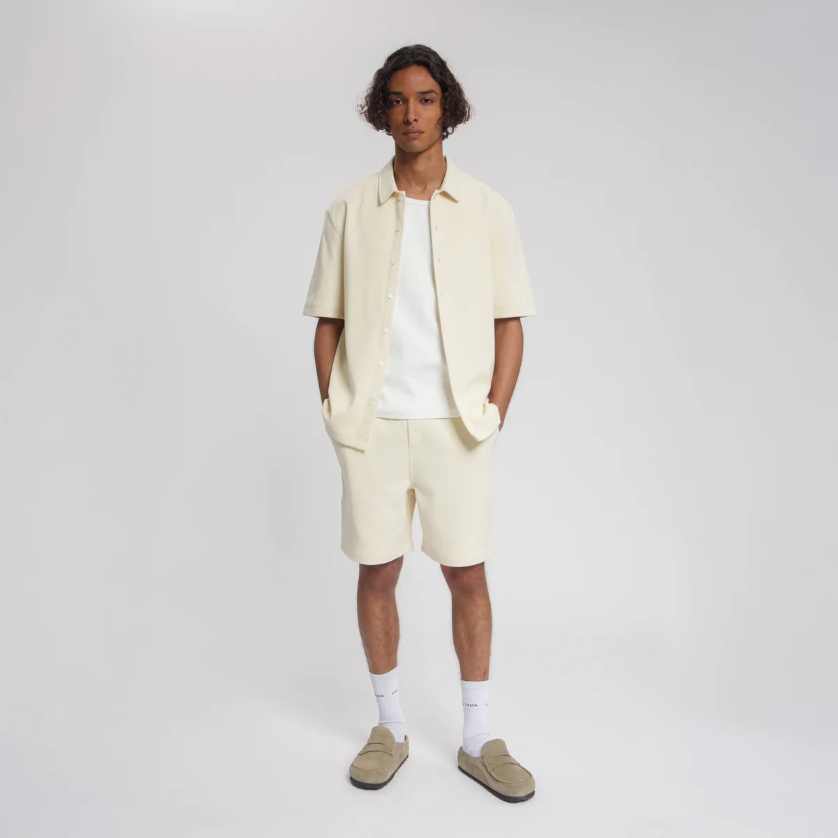 LAW OF THE SEA SAMUDRA STRUCTURED SHORTS Sky Almond Milk