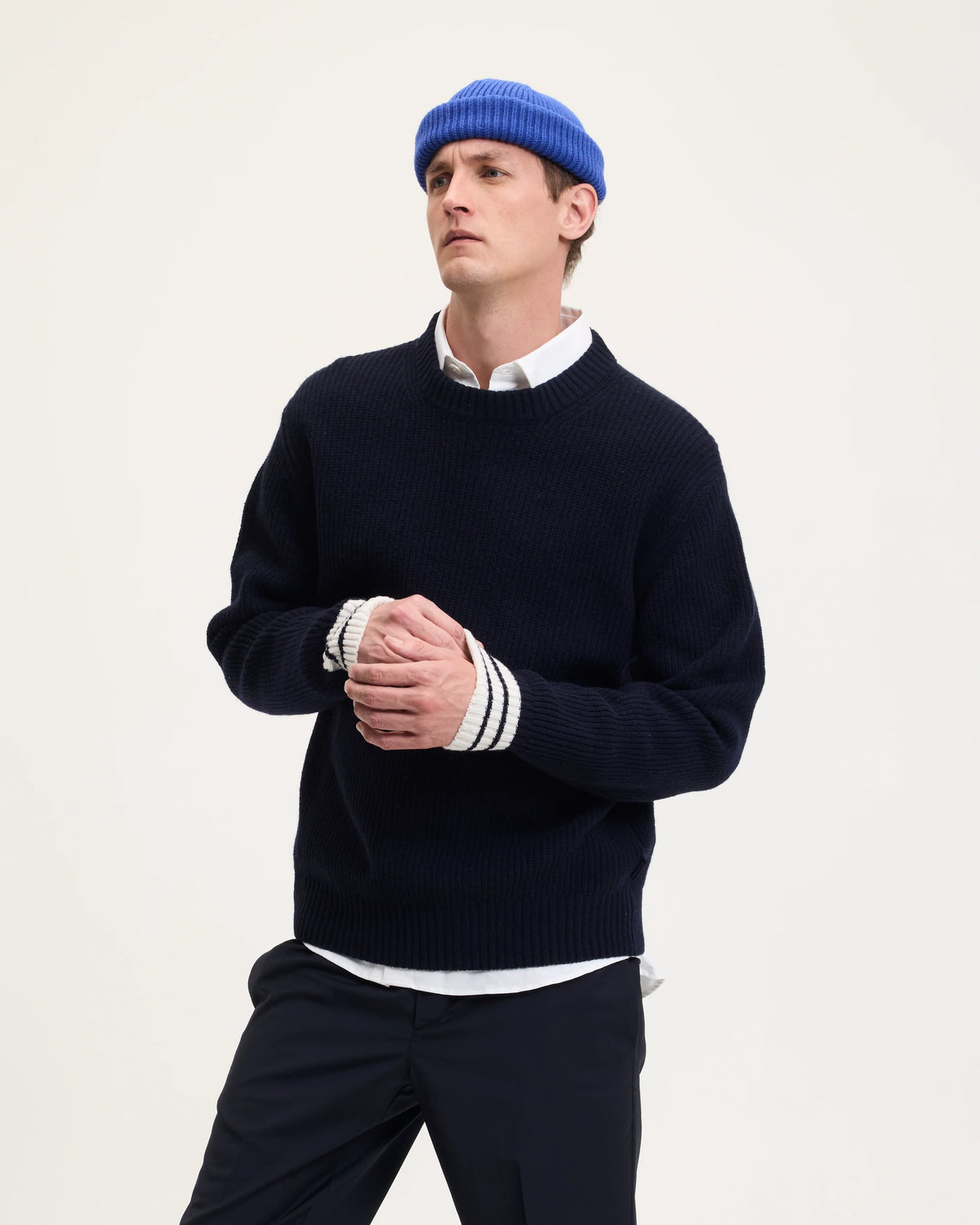 GOOD PEOPLE Kane Good Knitted Sweater Navy White