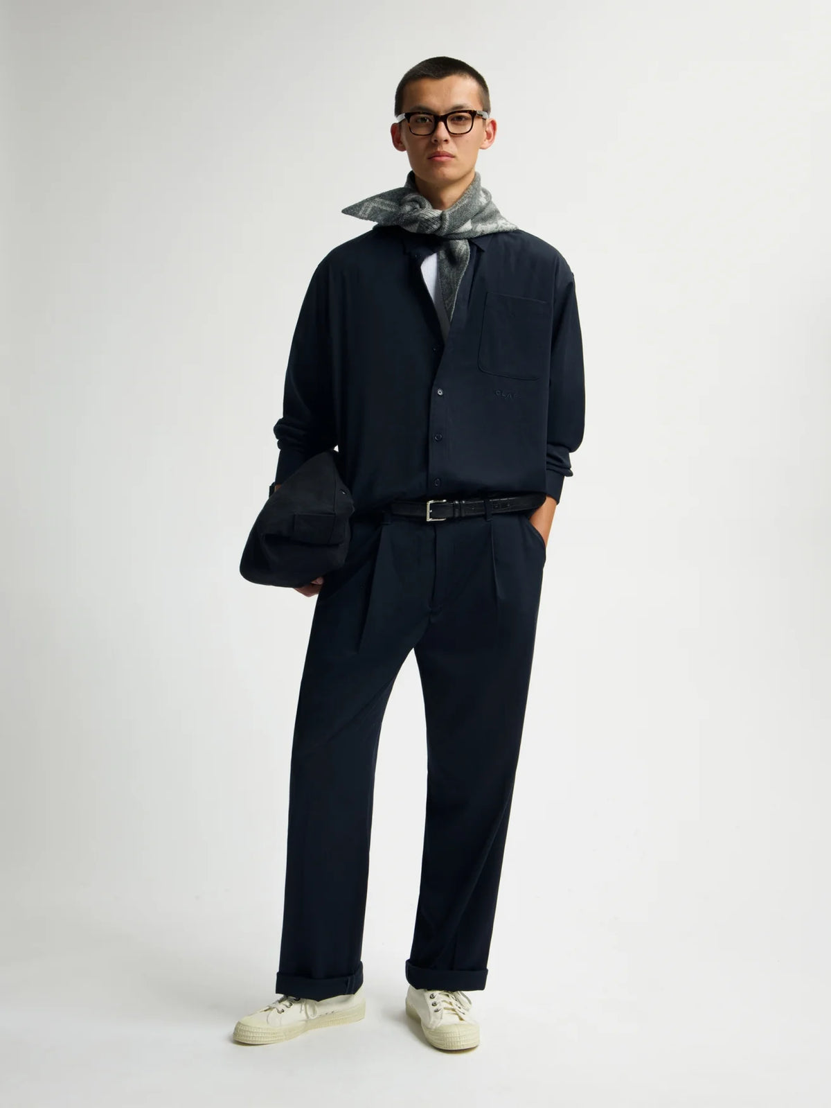 OLAF WOOL BLEND SHIRT Navy