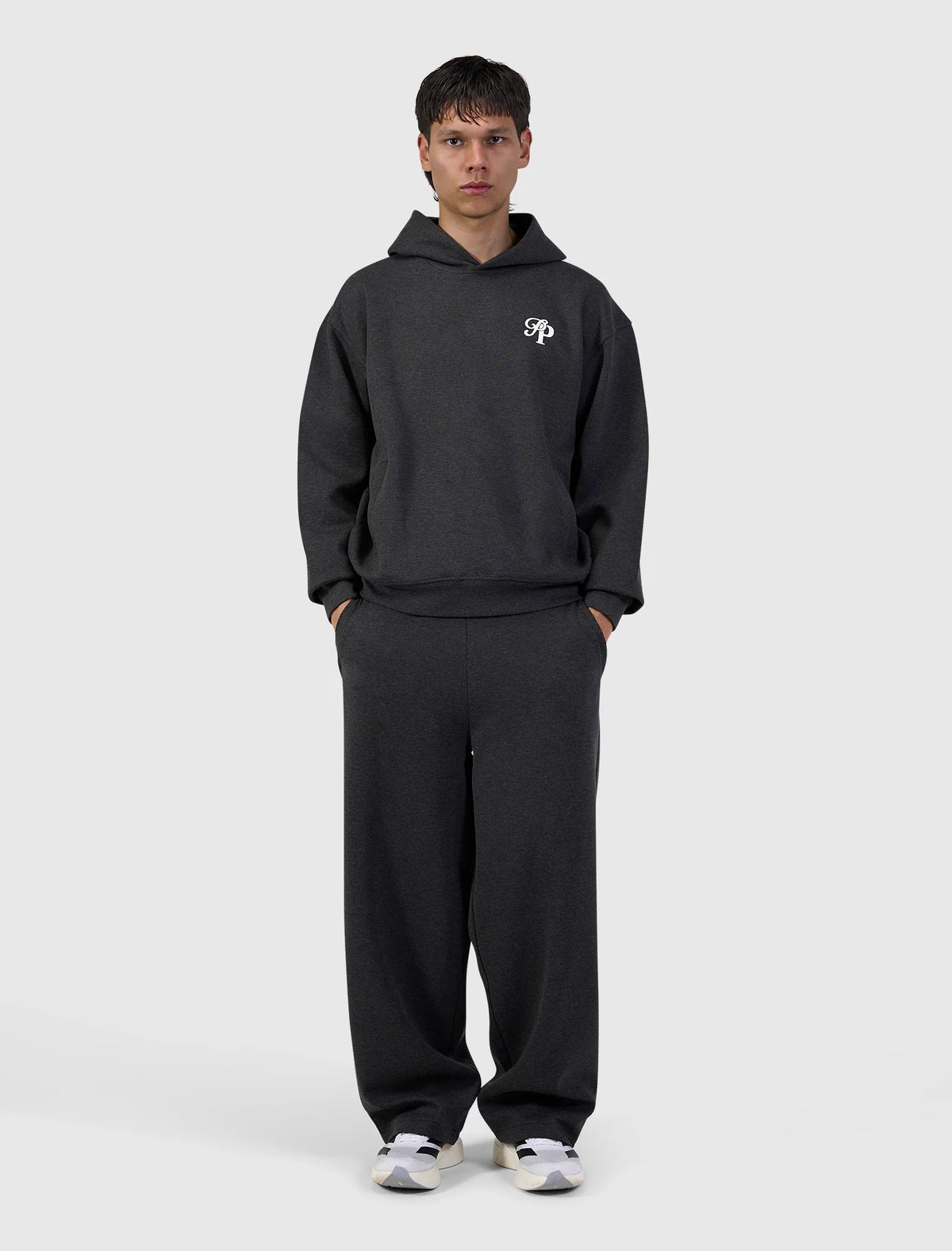 PURE PATH INITIALS INTERLOCK HOODIE Black