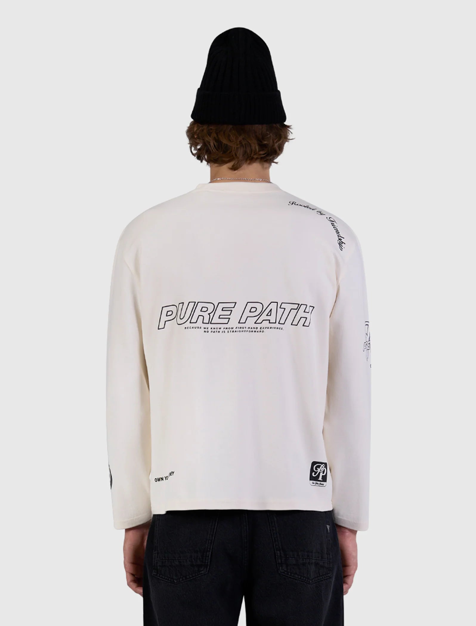 PURE PATH UNITED LONGSLEEVE T-SHIRT BOXY Ecru