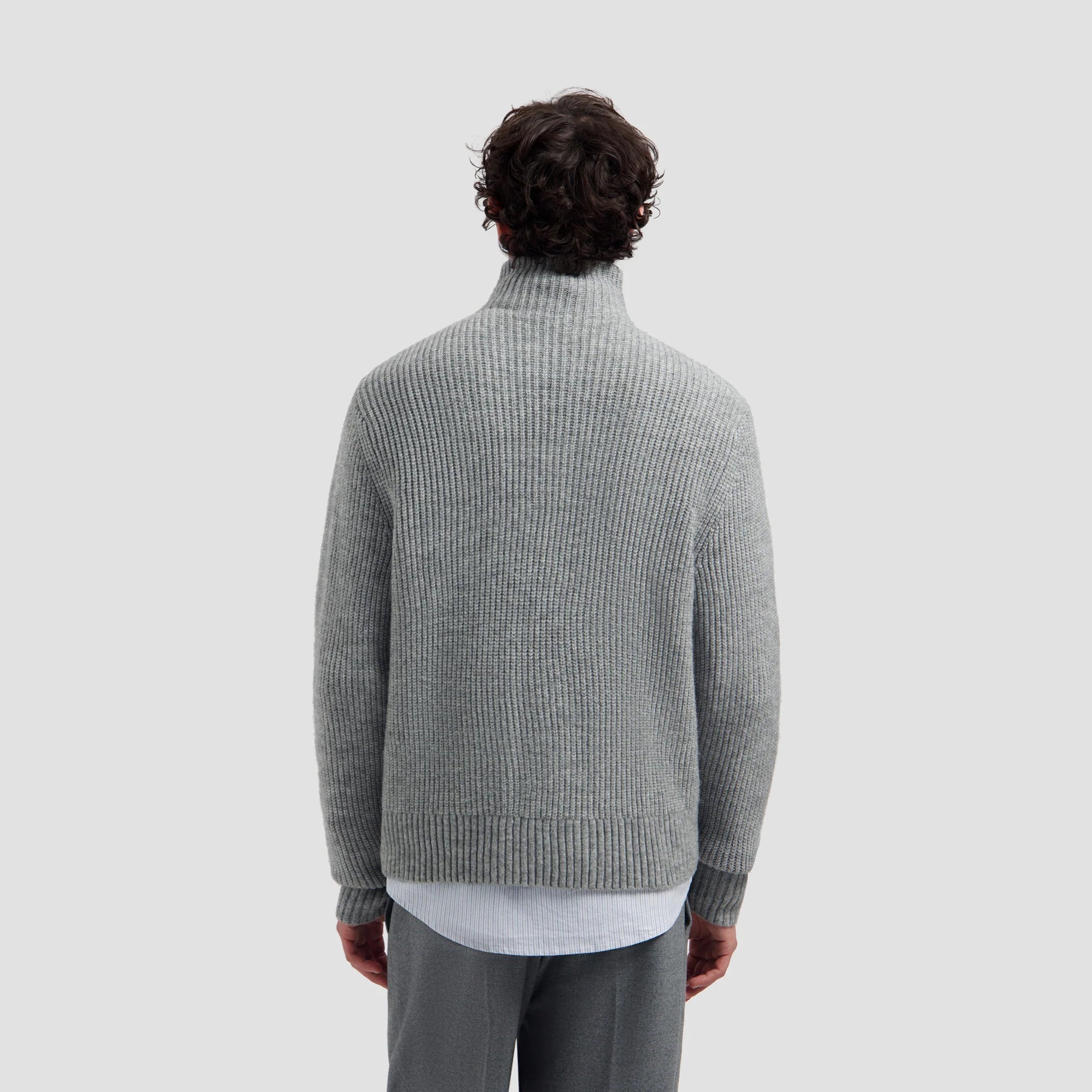 OLAF SIGNATURE ZIP KNITTED MOCKNECK - SHARKSKIN