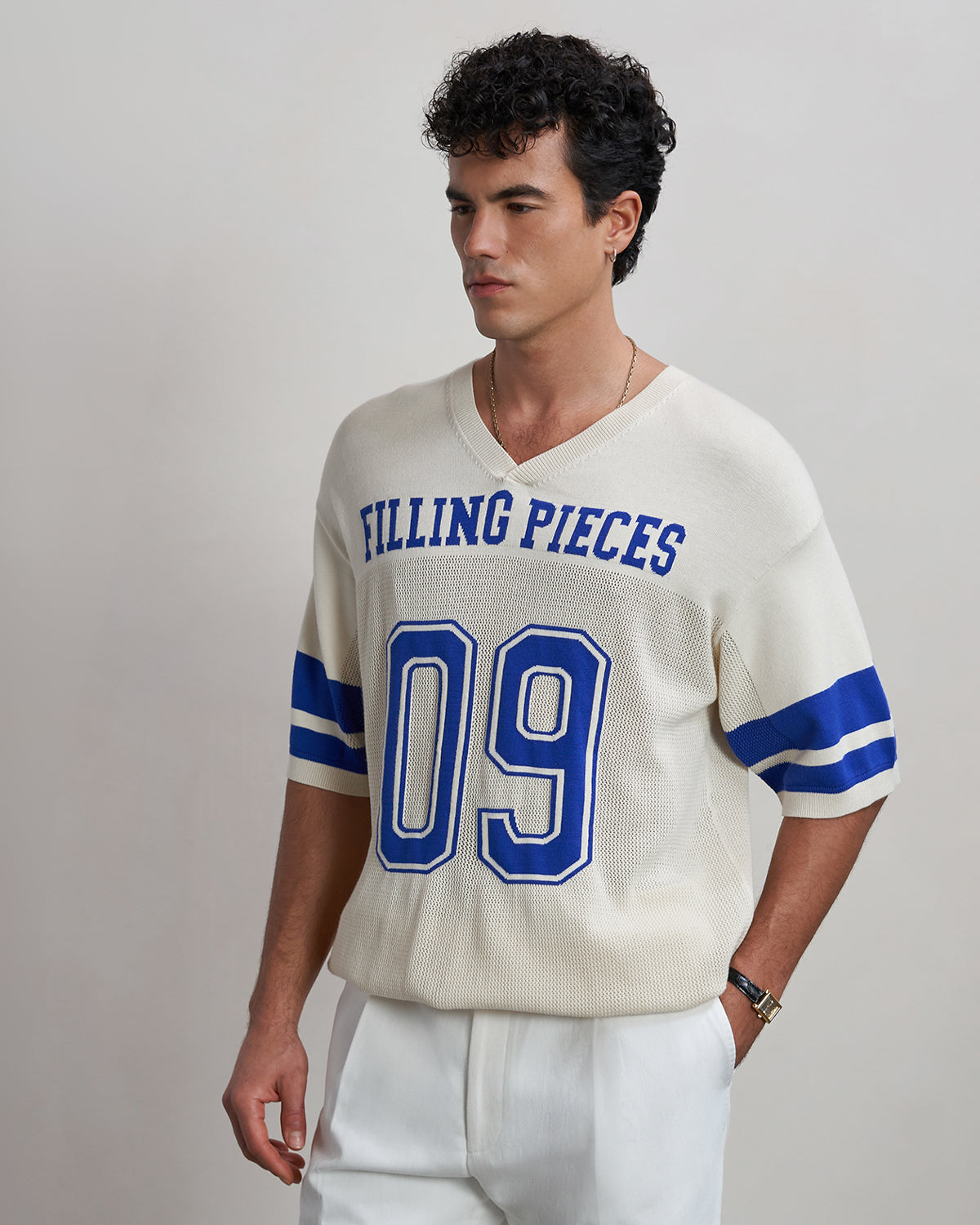 FILLING PIECES KNIT JERSEY AMERICAN FOOTBALL Antique White