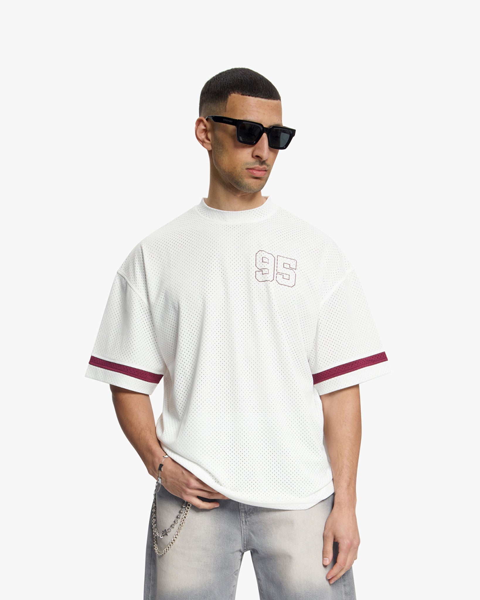 CROYEZ M MESH JERSEY Off-White/Cherry