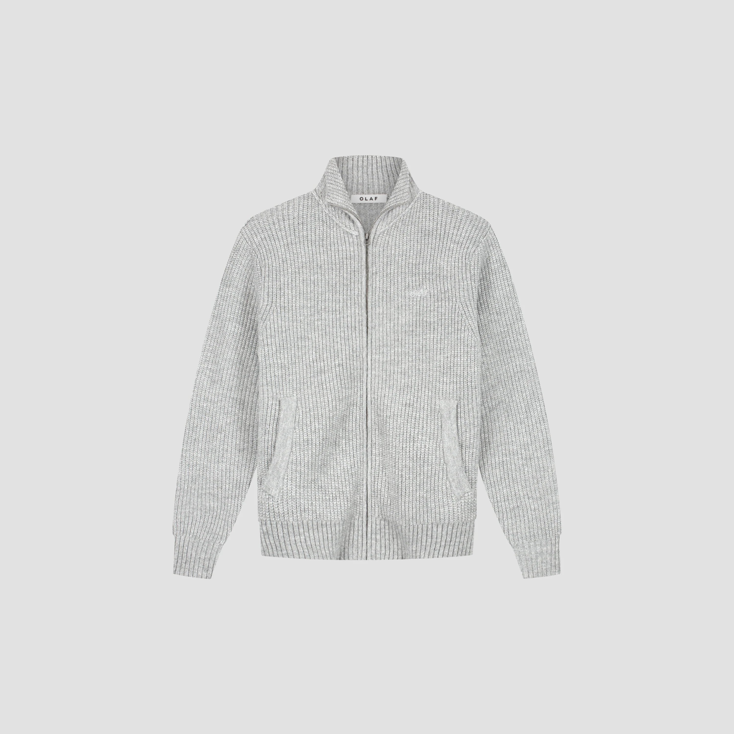 OLAF SIGNATURE ZIP KNITTED MOCKNECK - SHARKSKIN