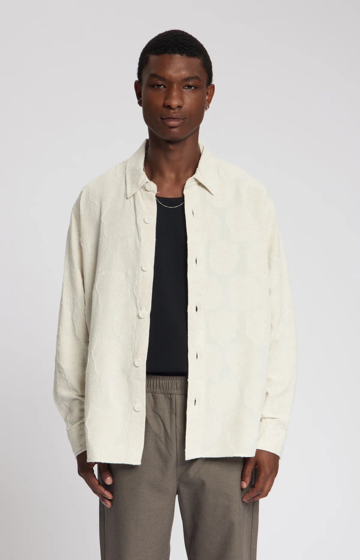 DUSK JACQUARD OVERSHIRT Almond Milk