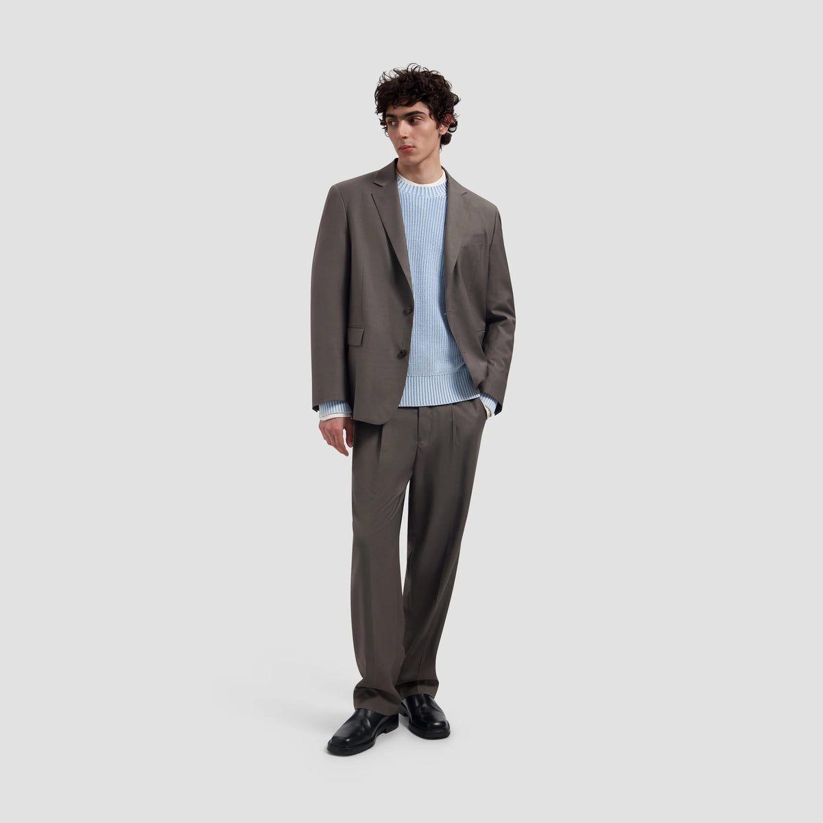 OLAF REGULAR PLEATED PANT - SHARKSKIN