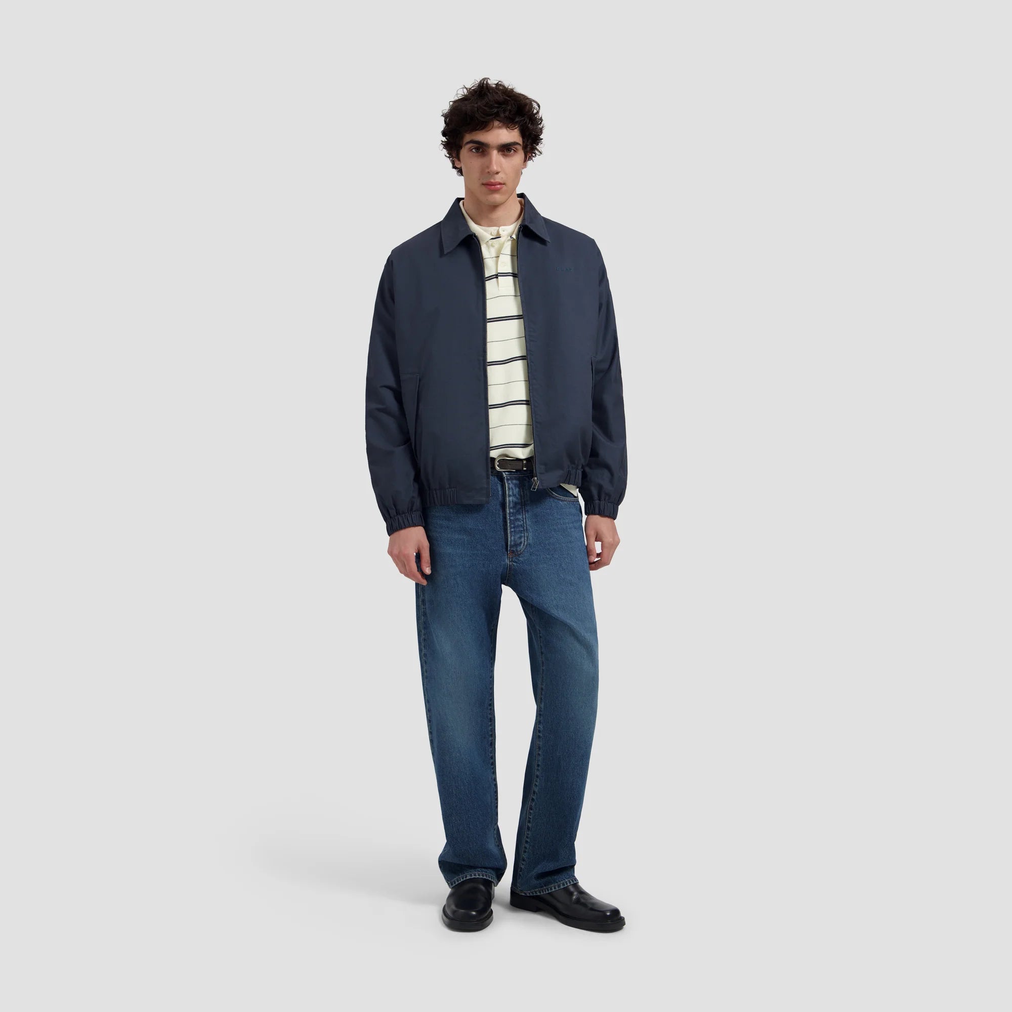 OLAF STRIPED SIGNATURE LS POLO - OFF WHITE/ NAVY STRIPE